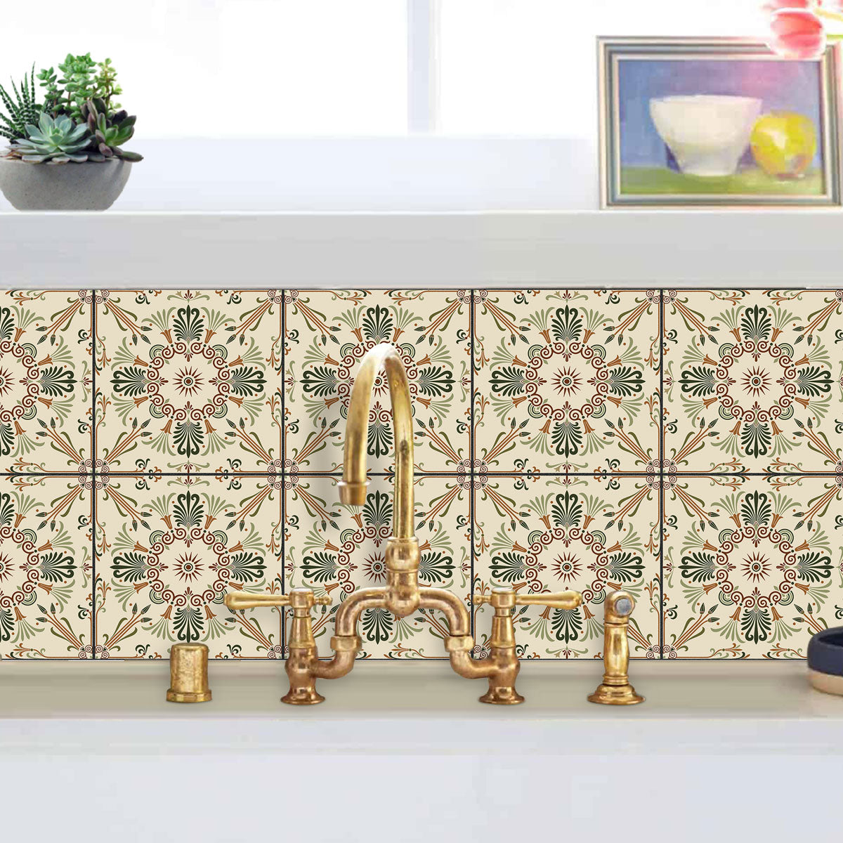 Vintage Egypt Backsplash Tile Decals | Peel and Sticker Tile Stickers for Kitchen Bathroom, Wall | Antiskid Floor Tile Stickers