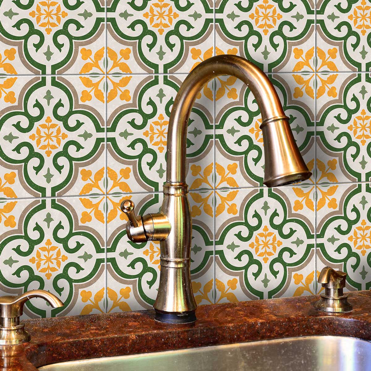 Vintage Limelight Tile Stickers | Peel and Stick Kitchen, Bathroom, Wall Backsplash Tiles Decals | Antiskid Floor Tile Stickers