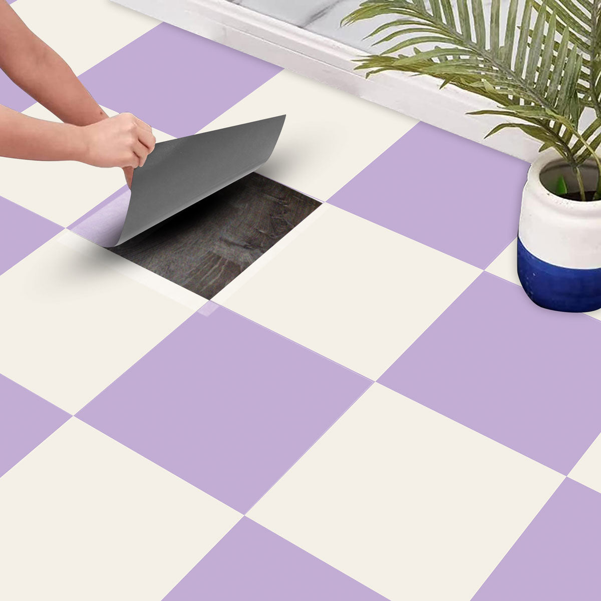 PURPLE and BEIGE Backsplash Tile Stickers | Peel and Stick  Kitchen Wall Bathroom Floor Tile Decals | Removable | Waterproof