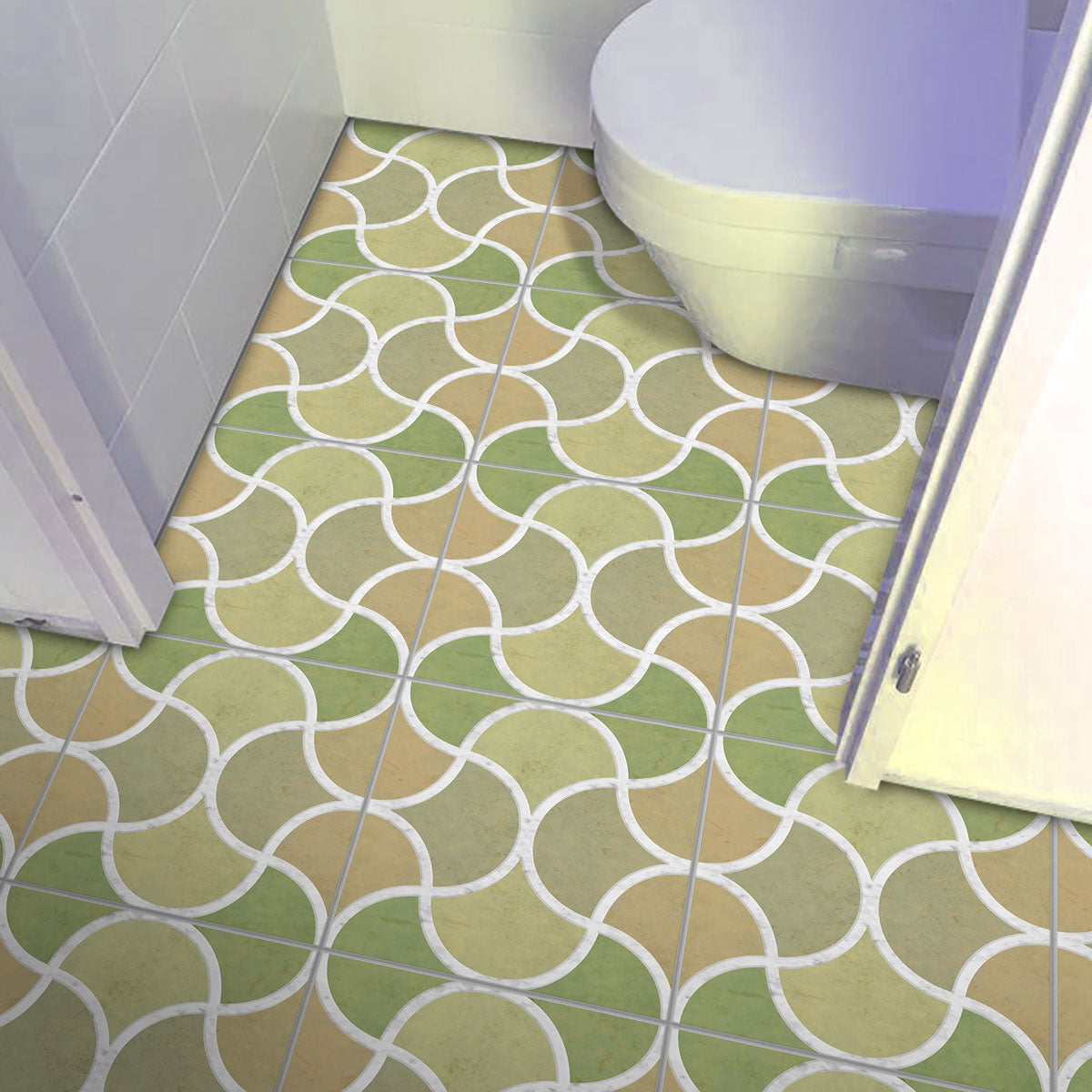 Elegant Moroccan Wave Tile Sticker | Peel and Stick Kitchen Bathroom Wall Backsplash Tile Decals | Antiskid Floor Tile Sticker