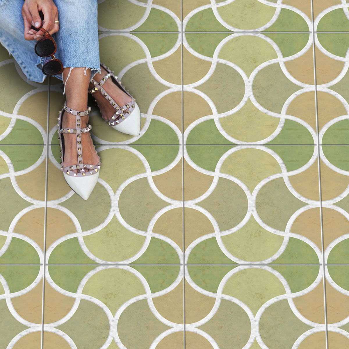 Elegant Moroccan Wave Tile Sticker | Peel and Stick Kitchen Bathroom Wall Backsplash Tile Decals | Antiskid Floor Tile Sticker