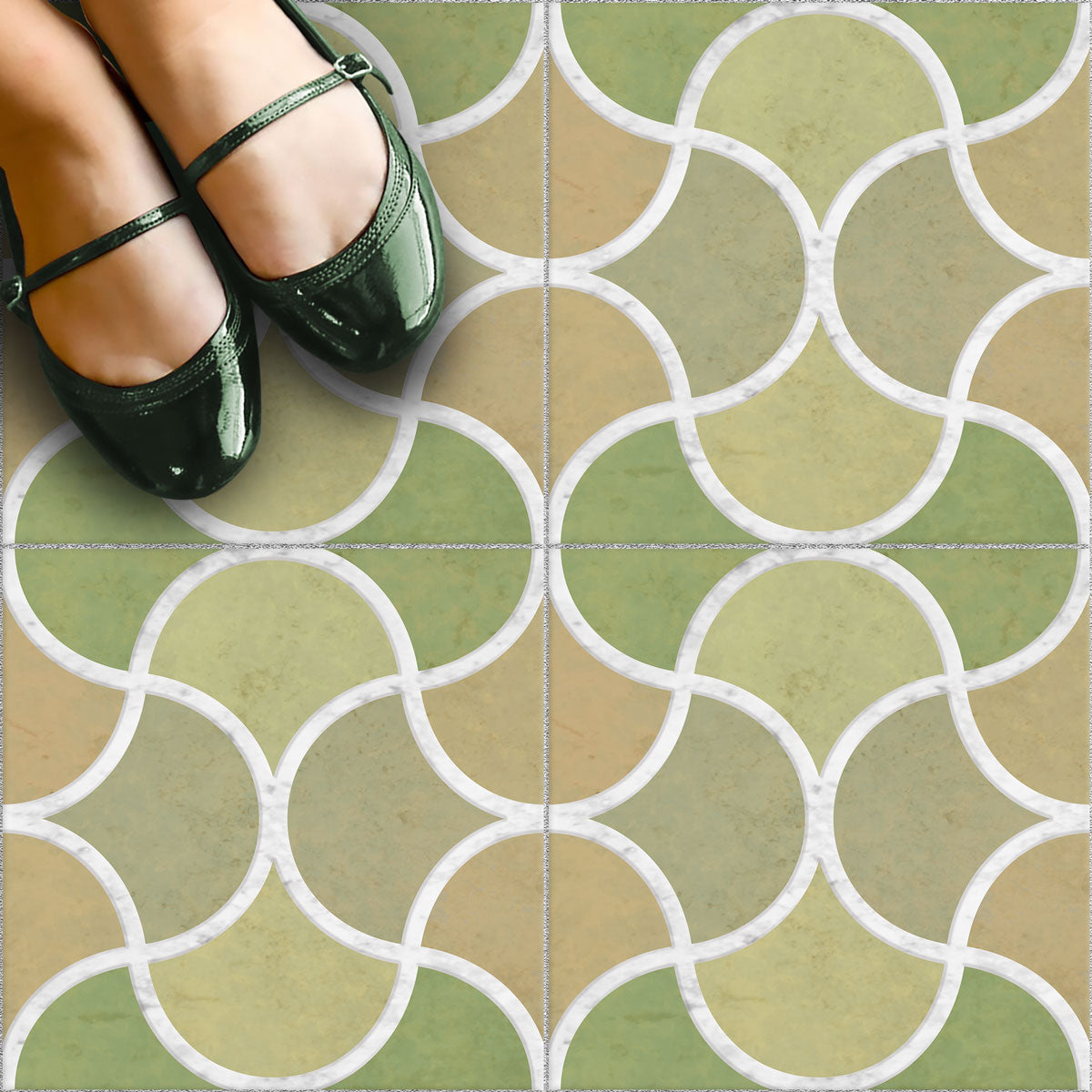 Elegant Moroccan Wave Tile Sticker | Peel and Stick Kitchen Bathroom Wall Backsplash Tile Decals | Antiskid Floor Tile Sticker