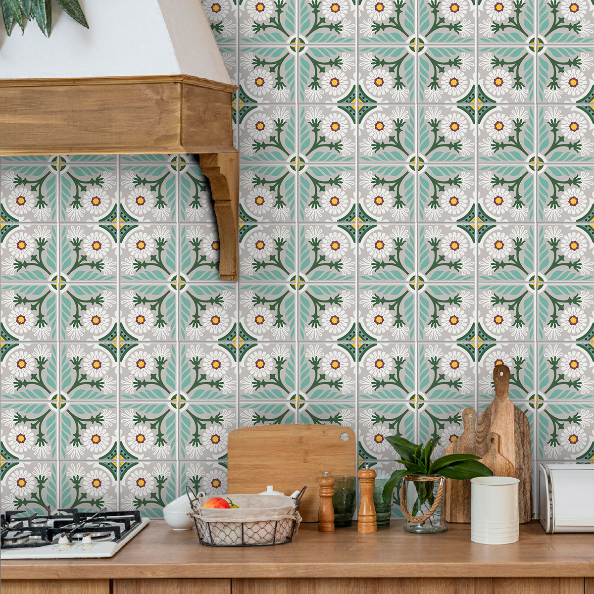 Greek Floor Tile Stickers | Peel and Stick Kitchen Backsplash Tiles Vinyl | Bathroom Hand Craft Decals | Free Shipping