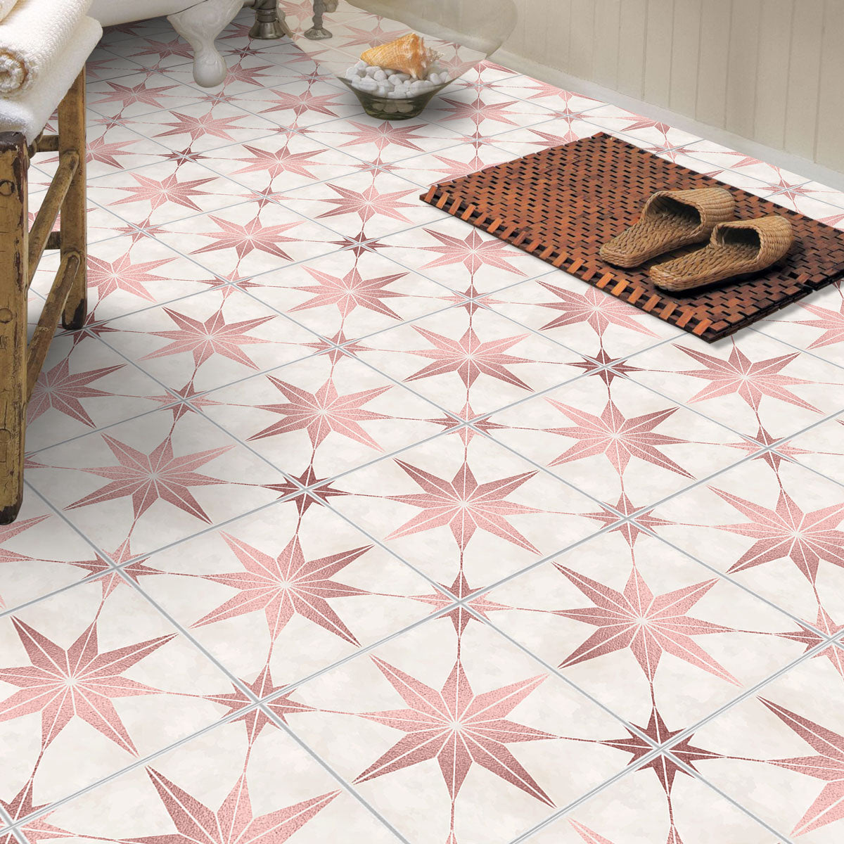 Majolica Moroccan Tile Vinyl Decals | Peel & Stick Kitchen, Bathroom Backsplash Tile Stickers | Antiskid Floor Tile Vinyl