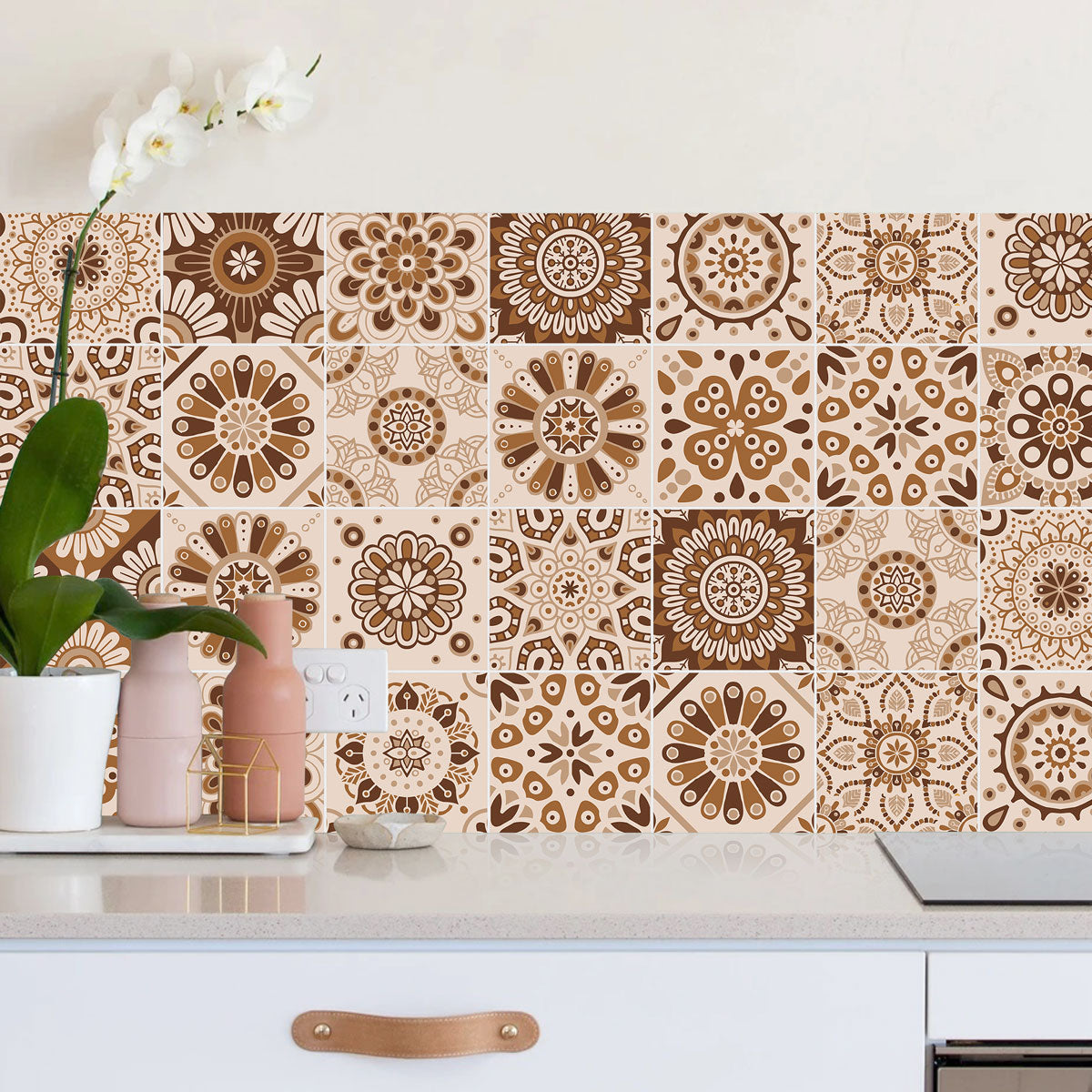 Peel and Stick Vintage Art Mexican Tile Stickers | Kitchen Bathroom Wall Tile vinyl Decals, Hand Crafted | Free Shipping