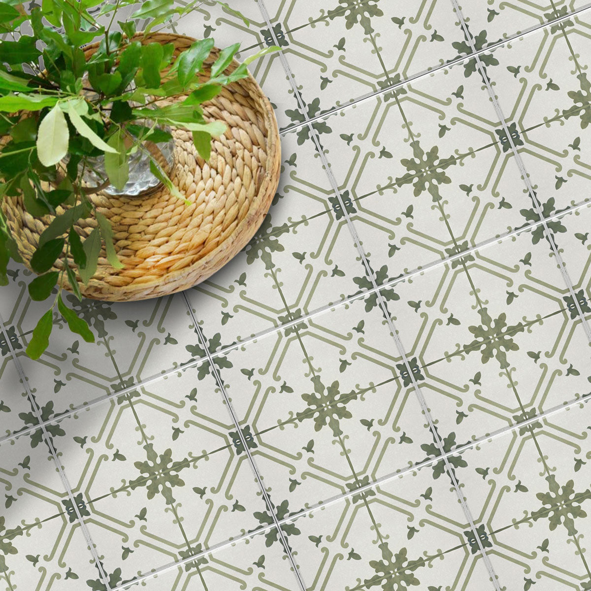 Porcelain Olive Green Tile Stickers | Peel and Stick Kithcen, Bathroom Wall Hand Crafted Tile Decals | Removable Tile Stickers