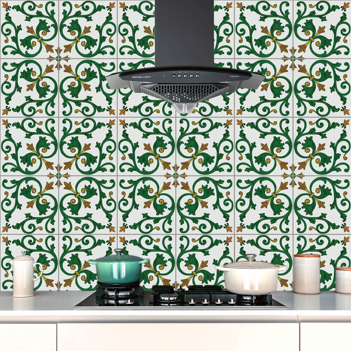 Peel and Stick Hand Crafted Tile Stickers | Backsplalsh Tile Vinyl for Kitchen Bathroom and Wall  | Antiskid | Easy to Apply