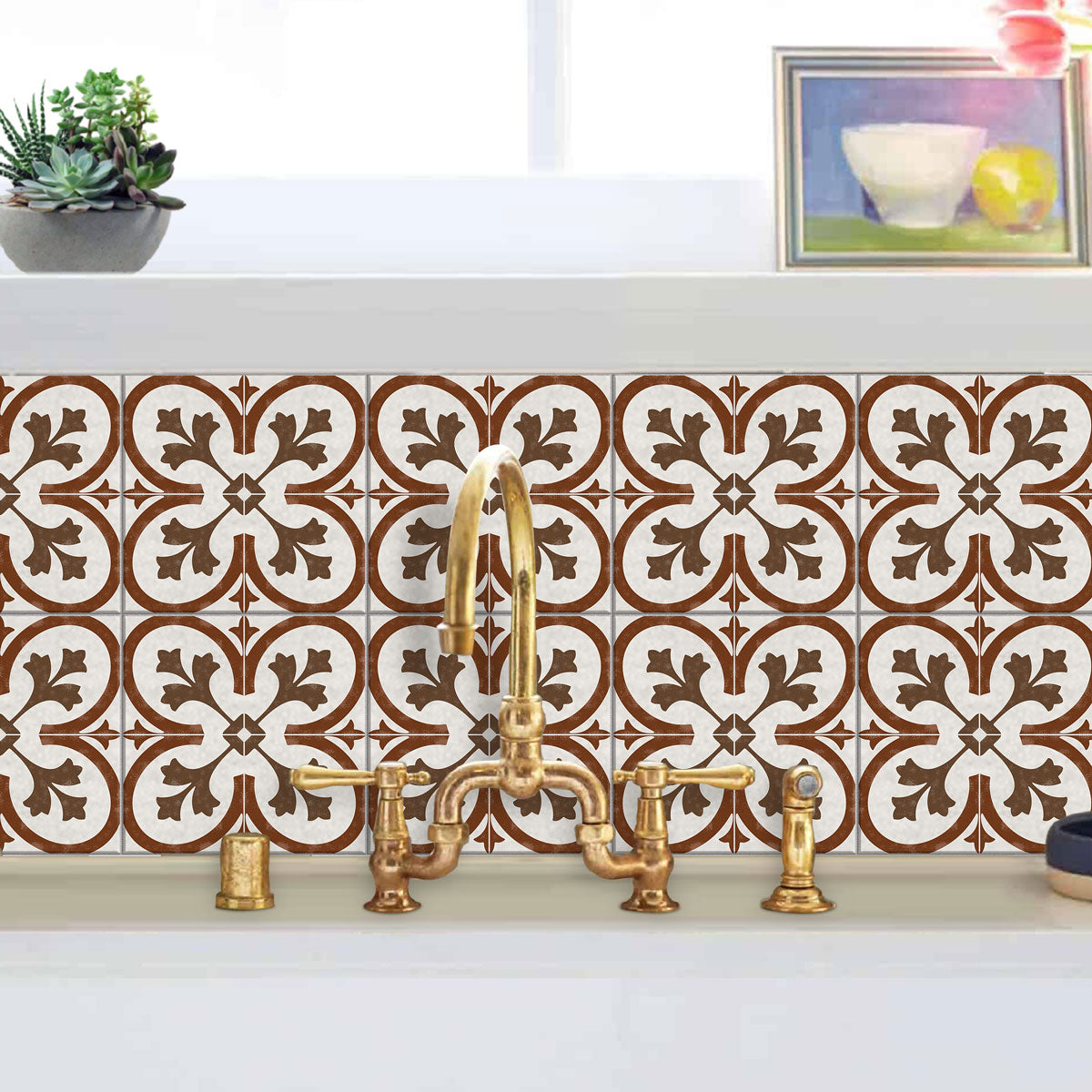 TULIP Red Peel and Stick Floor Tile Decals | Kitchen, Bathroom Wall Backsplash Tile Decals | Antiskid Floor Tile Stickers | Removable