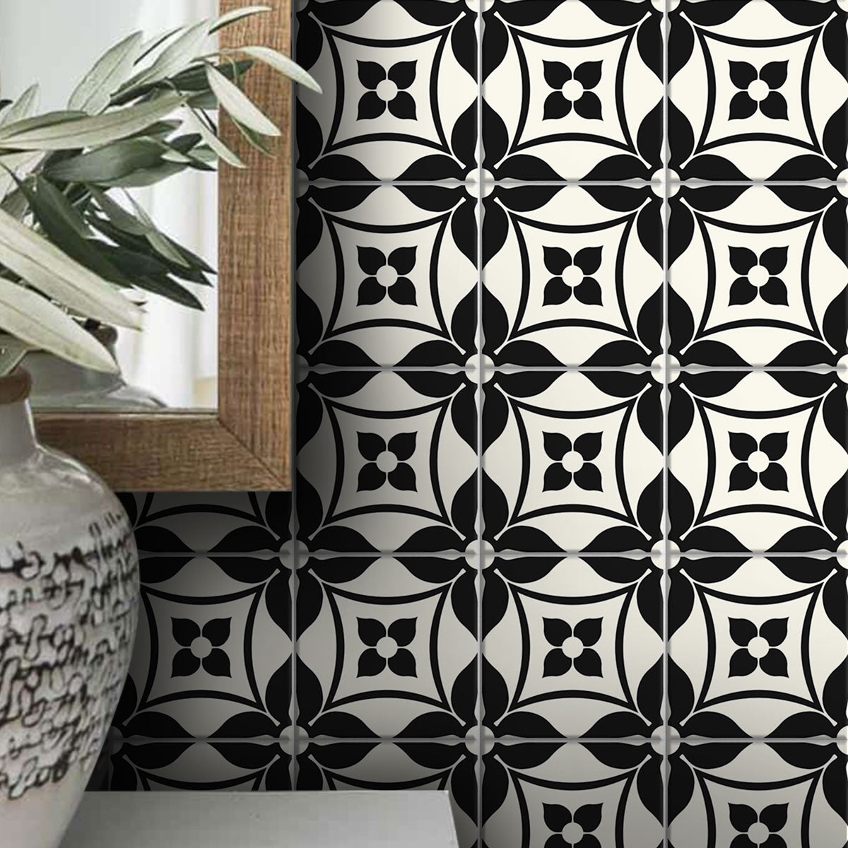 Classic black and Ivory Backsplash Decals | Kitchen, Bathroom, Floor and Wall Peel and Stick Tile Stickers| Free Shipping