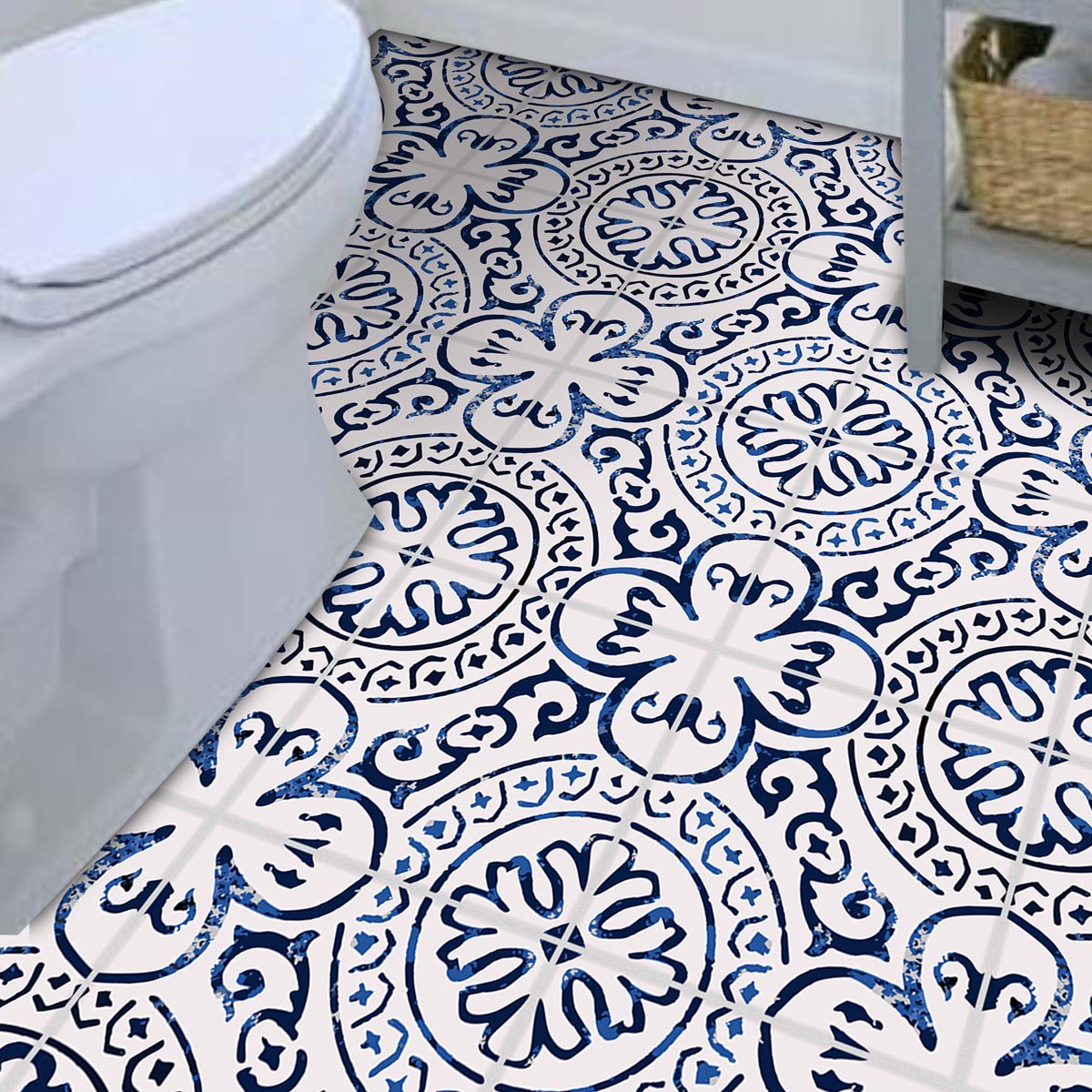 Peel and Stick Dark Blue Classic Traditional Mexican Tile Decals | Kitchen, Bathroom Floor Wall Tile Decals | Free Shipping