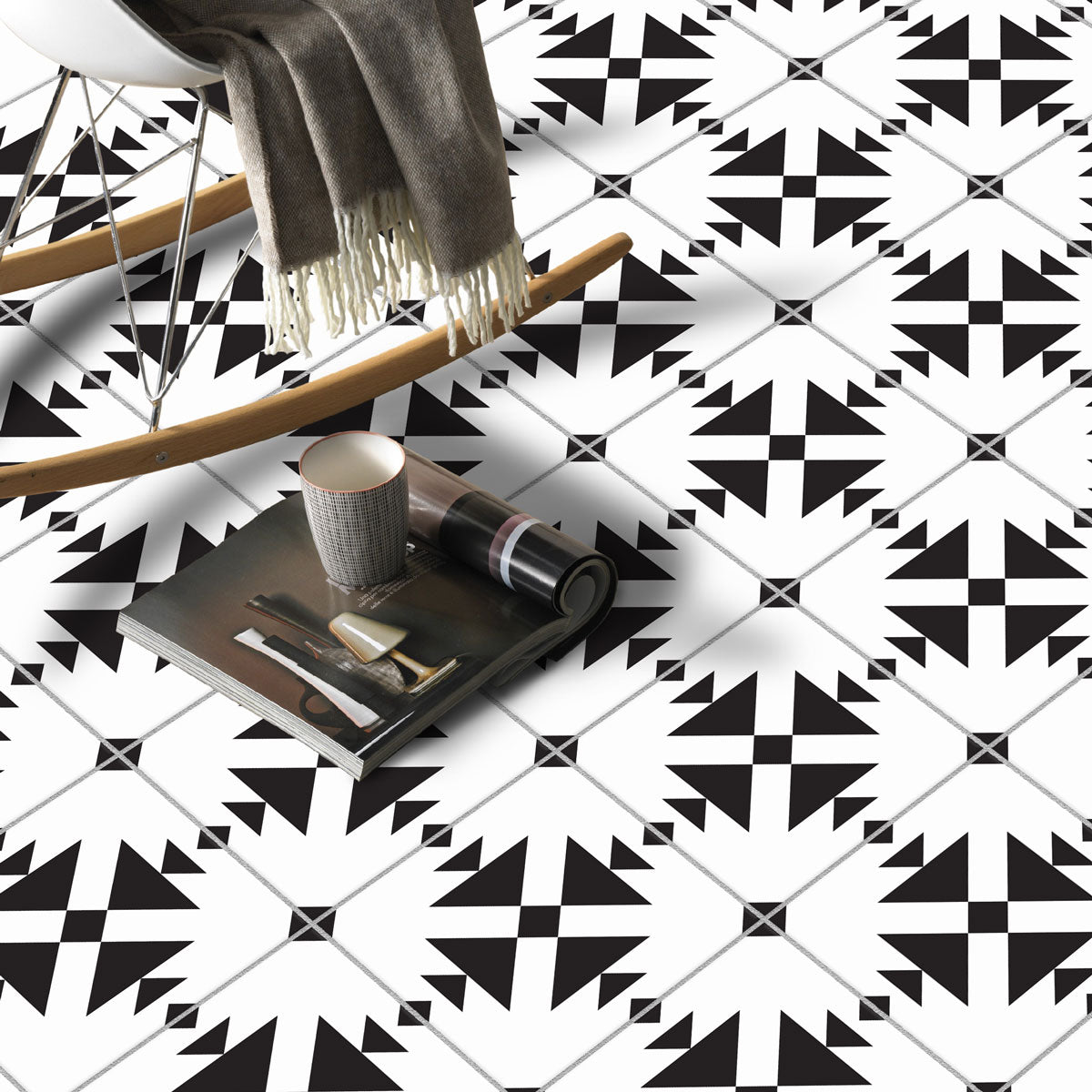 Black and White Floor Tile Stickers | Peel and Stick Kitchen, Bathroom, Wall Backsplash Tile Stickers | FREE SHIPPING!