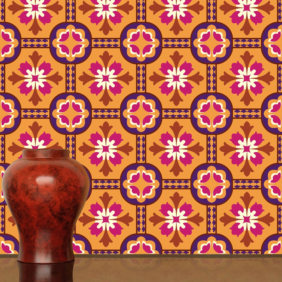 Vintage Talavera Floor Tile Stickers | Peel and Stick Kitchen Backsplash Tile Vinyl Decals | Waterproof | Free Shipping