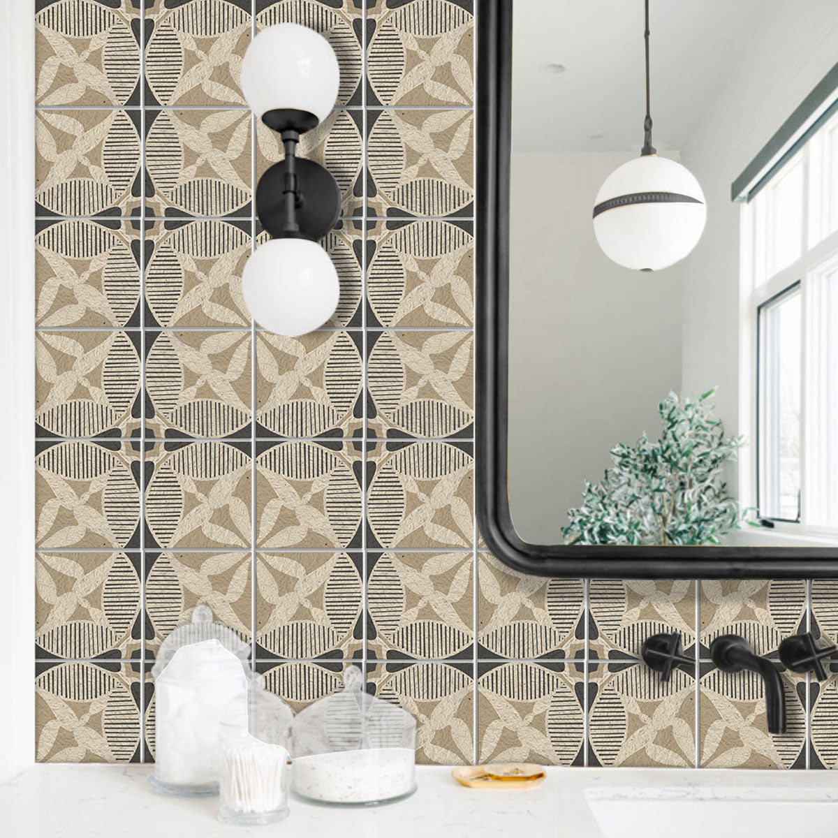 Brown Charcoal Backsplash Tiles | Kitchen, Bathroom, Floor Wall Peel and Stick Tile Decals | Antiskid for Floors | Removable