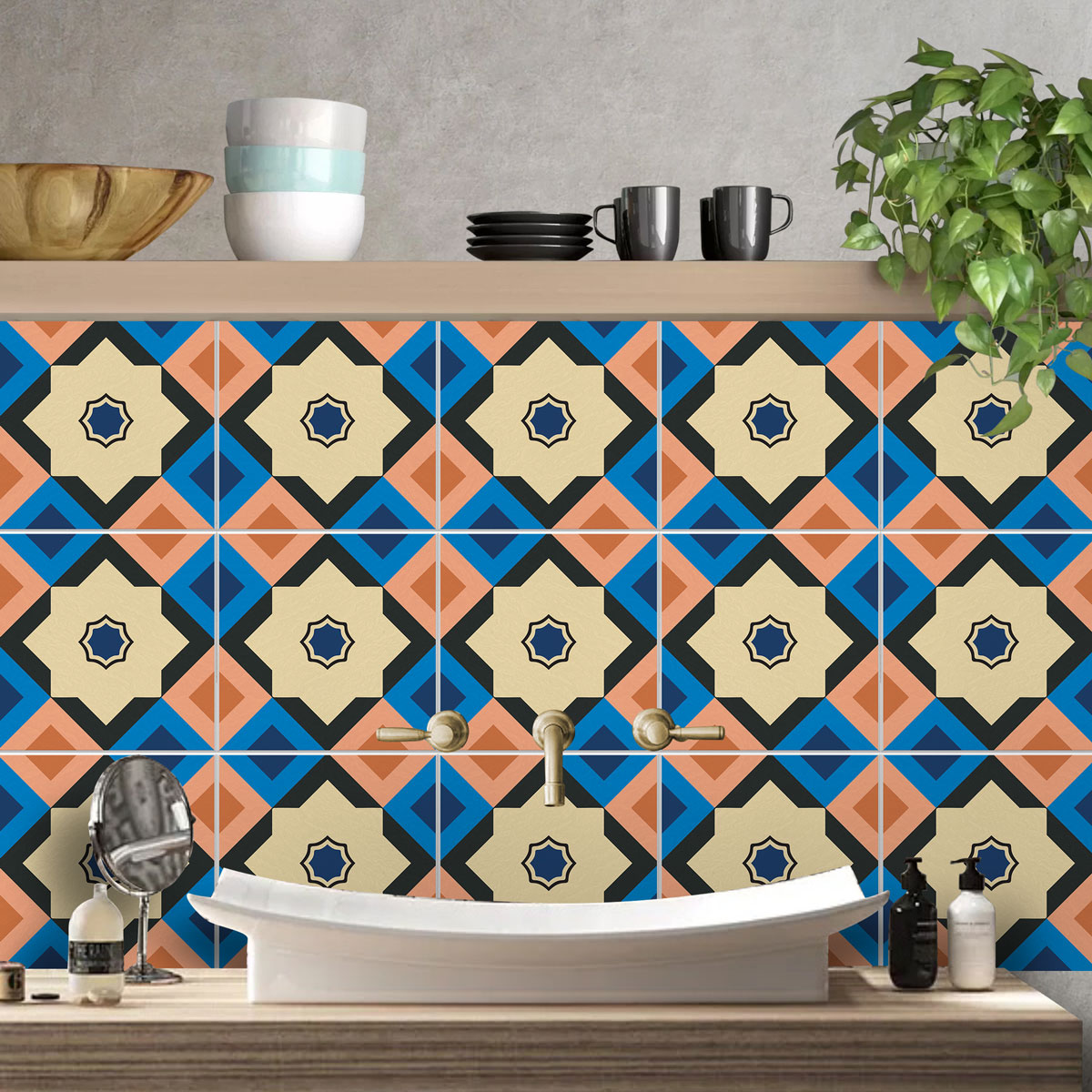Geometric Art Deco Tile Stickers | Kitchen, Bathroom, Wall & Floor Peel and Stick Tile Stickers | FREE SHIPPING!