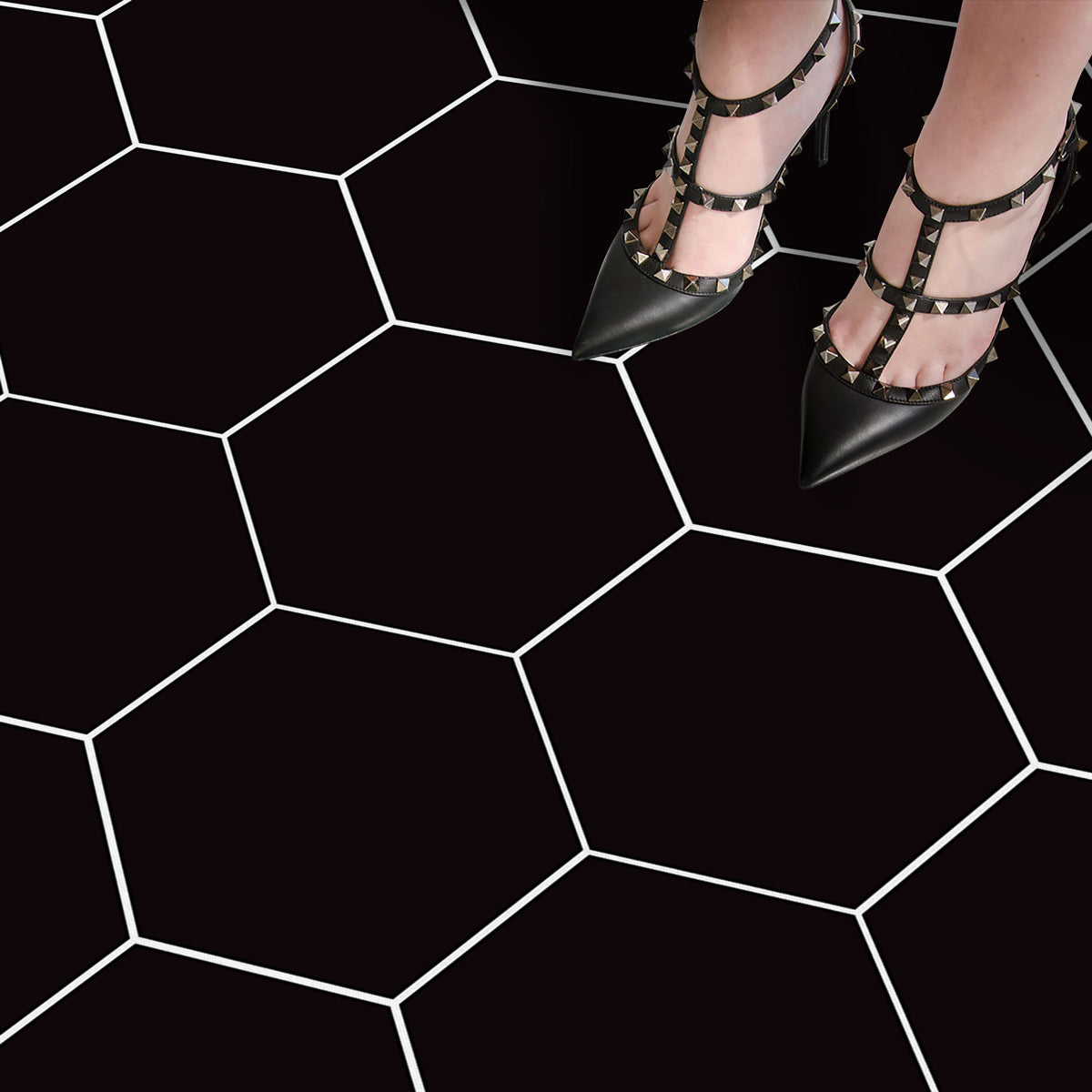 Hexagon Solid Block Peel and Stick Tile Stickers | Antiskid Floor Tile Stickers | Kitchen Bathroom Wall Backsplash Vinyl Decals