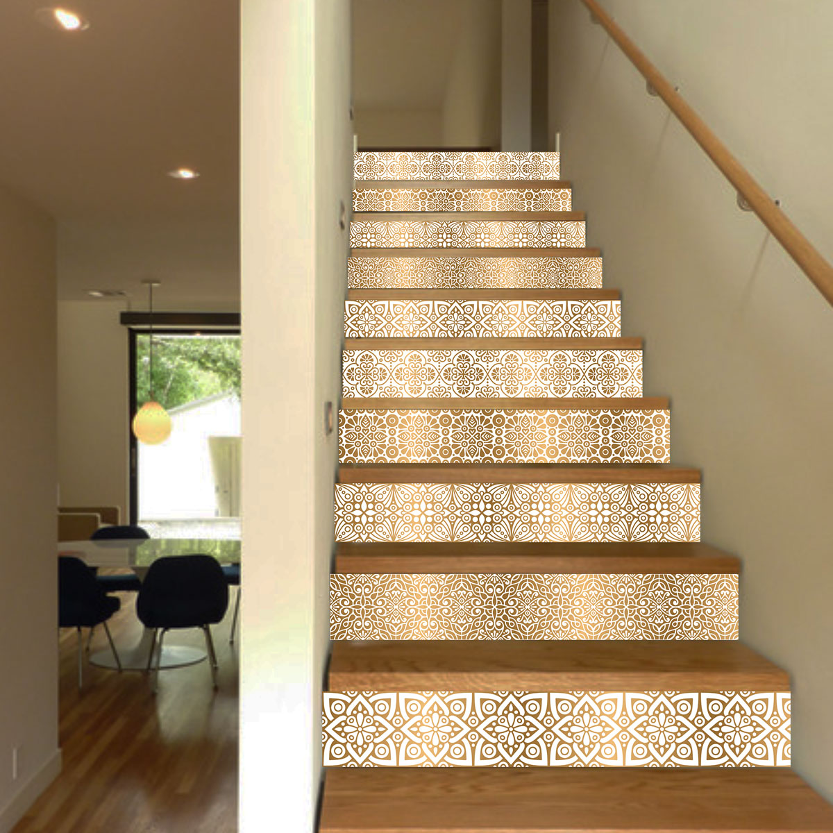Morocco Stair Riser Decal | Peel and Stick Stair Decals | Waterproof Easy to Trim | DIY Home Decor-Extra-long 49" length