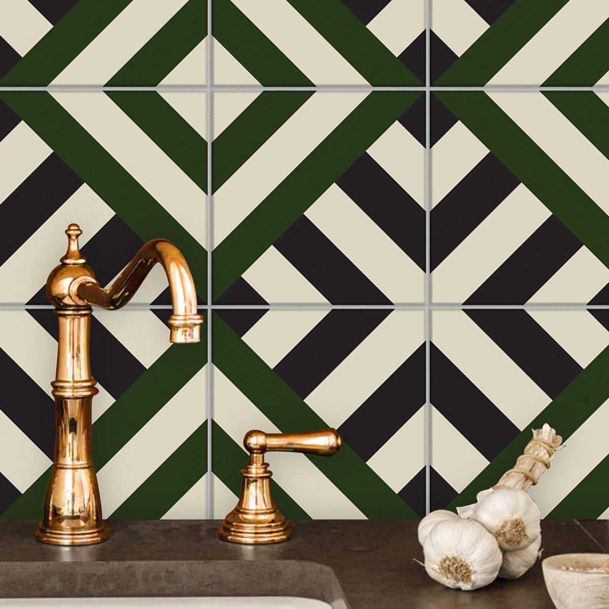 Diagonal Floor Tile Stickers | Self Adhesive | Peel and Stick Kitchen, Wall, and Bathroom Tile Stickers | Antiskid | Free Shipping