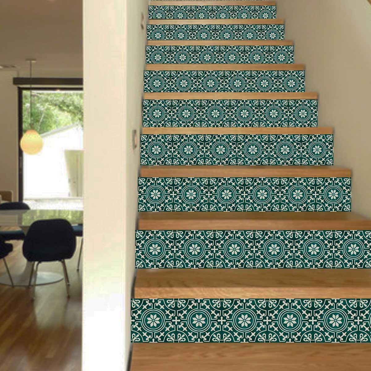 Peacock Hand Painted Peel and Stick Stair Decal | Waterproof and Easy to Trim | Extra long 49" length DIY Home Décor (Copy)