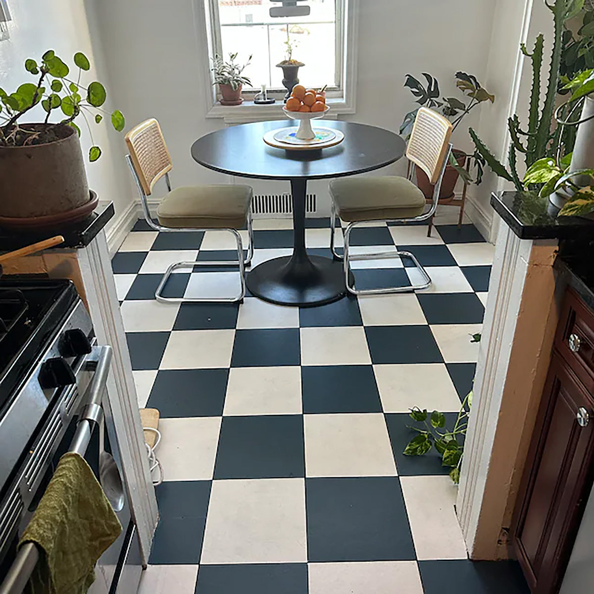 Dark Blue and Cream Texture Tile Stickers | Antiskid Floor Tile Vinyl |Peel and Stick Kitchen Backsplash Bathroom Wall Tile Vinyl