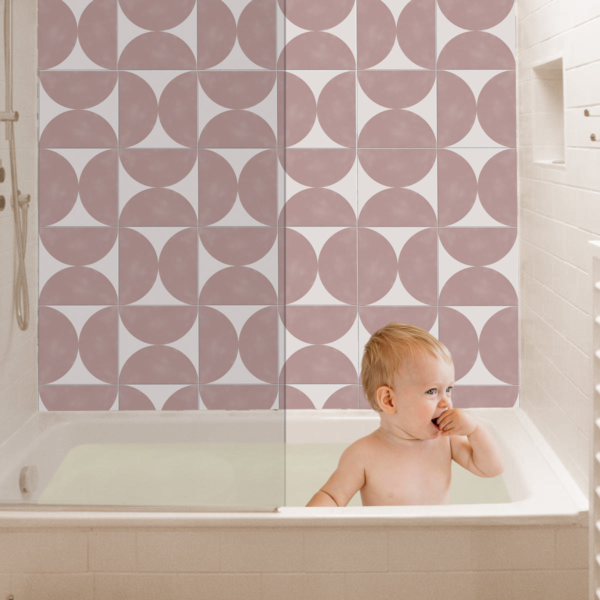 Peel and Stick Semicircle Duo Backsplash Tile Stickers | Kitchen Bathroom Floor Tile Decals | Antiskid | Removable Tile Stickers