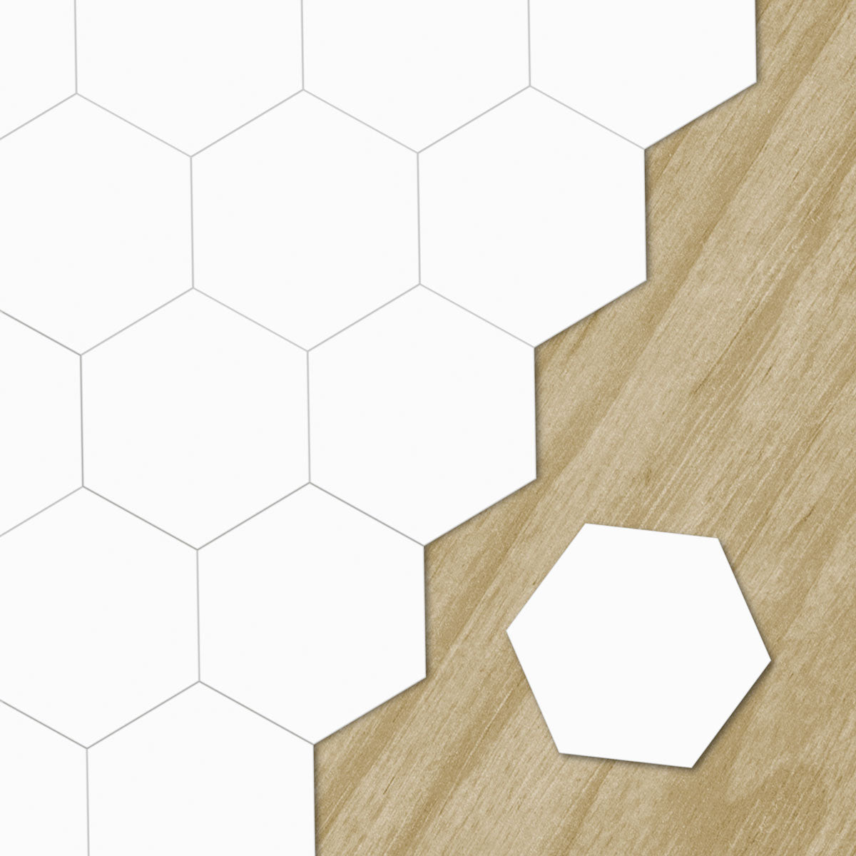 White Peel and Stick Hexagon Tile Stickers | Kitchen, Bathroom, Backsplash Decal, Waterproof Tile Decals | Free Shipping