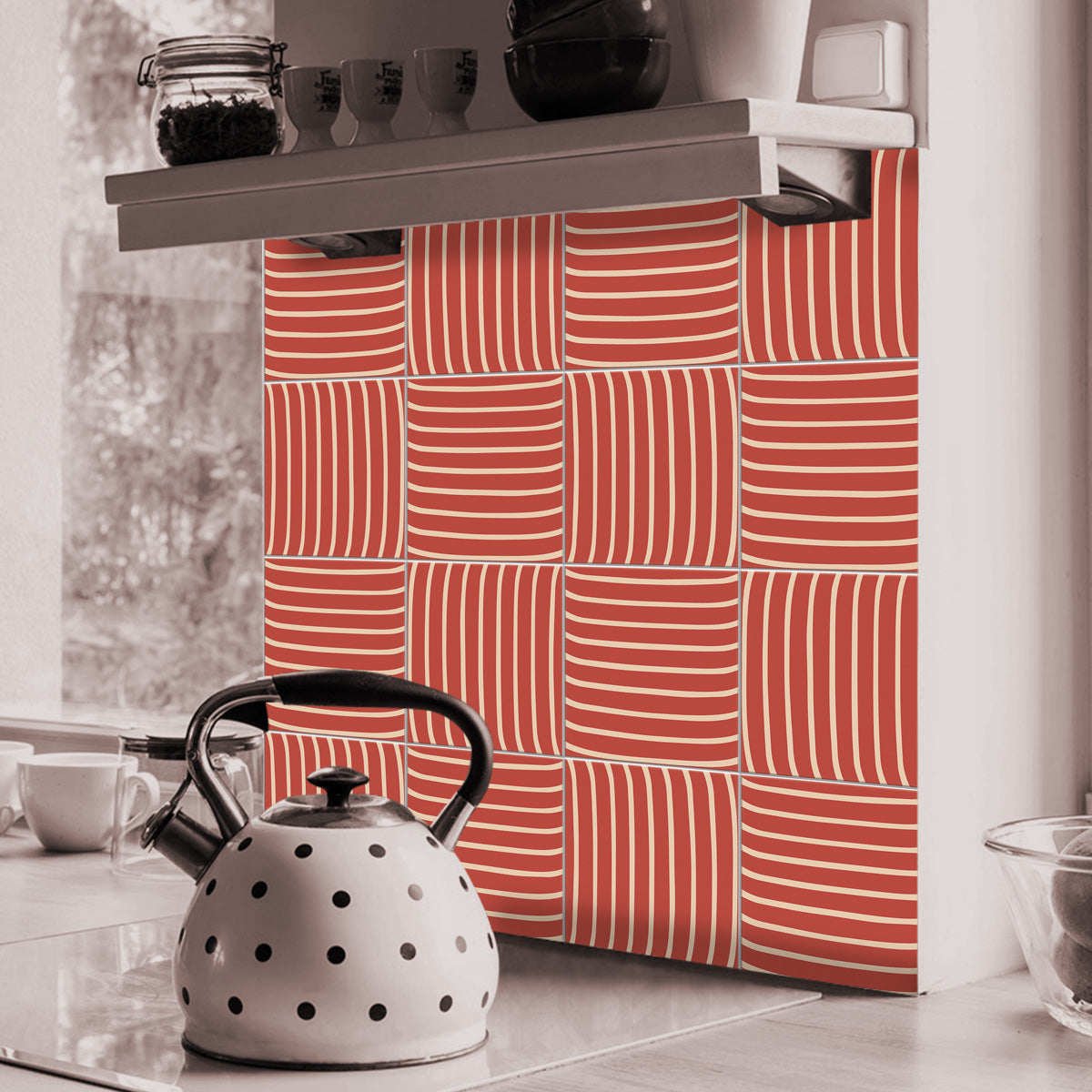 Waving Terracotta Peel and Stick Backsplash Tile Decals | Kitchen, Bathroom, Wall & Floor Tile Stickers | Free Shipping