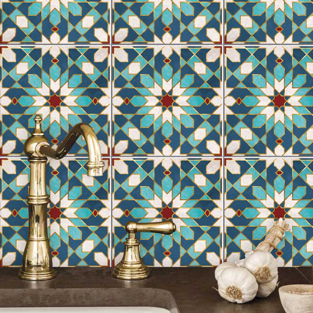 Moroccan Mosaic Backsplash Tile Deals | Bathroom, Floor & Wall Terracotta Peel and Stick Tile Stickers | Free Shipping | Removable