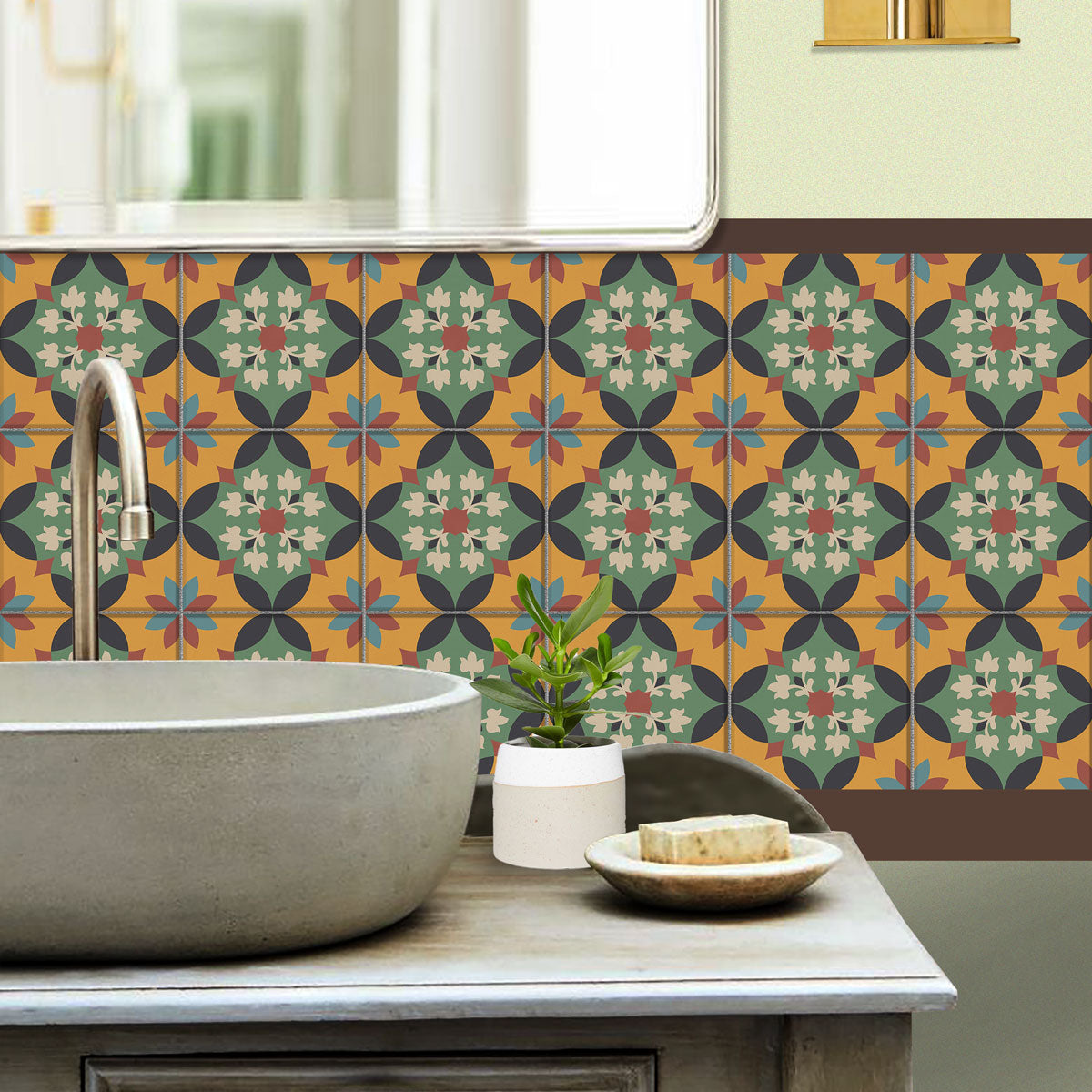 Vintage Old Classic Backsplash Tile Stickers | Peel and Stick Kitchen Bathroom Wall Tile Decals | Antiskid Floor Tile Vinyl