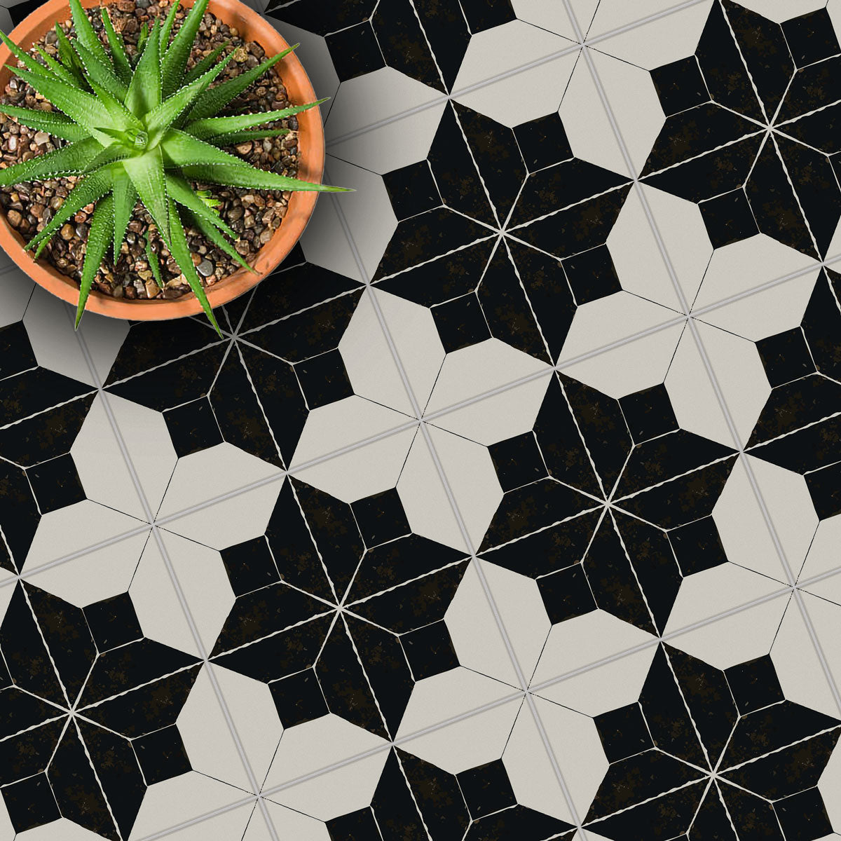 Moroccan Black Petal Tile Sticker | Backsplash Tile Vinyl Decals | Peel and Stick Kitchen, Wall Floor Tile Stickers | FREE SHIPPING!