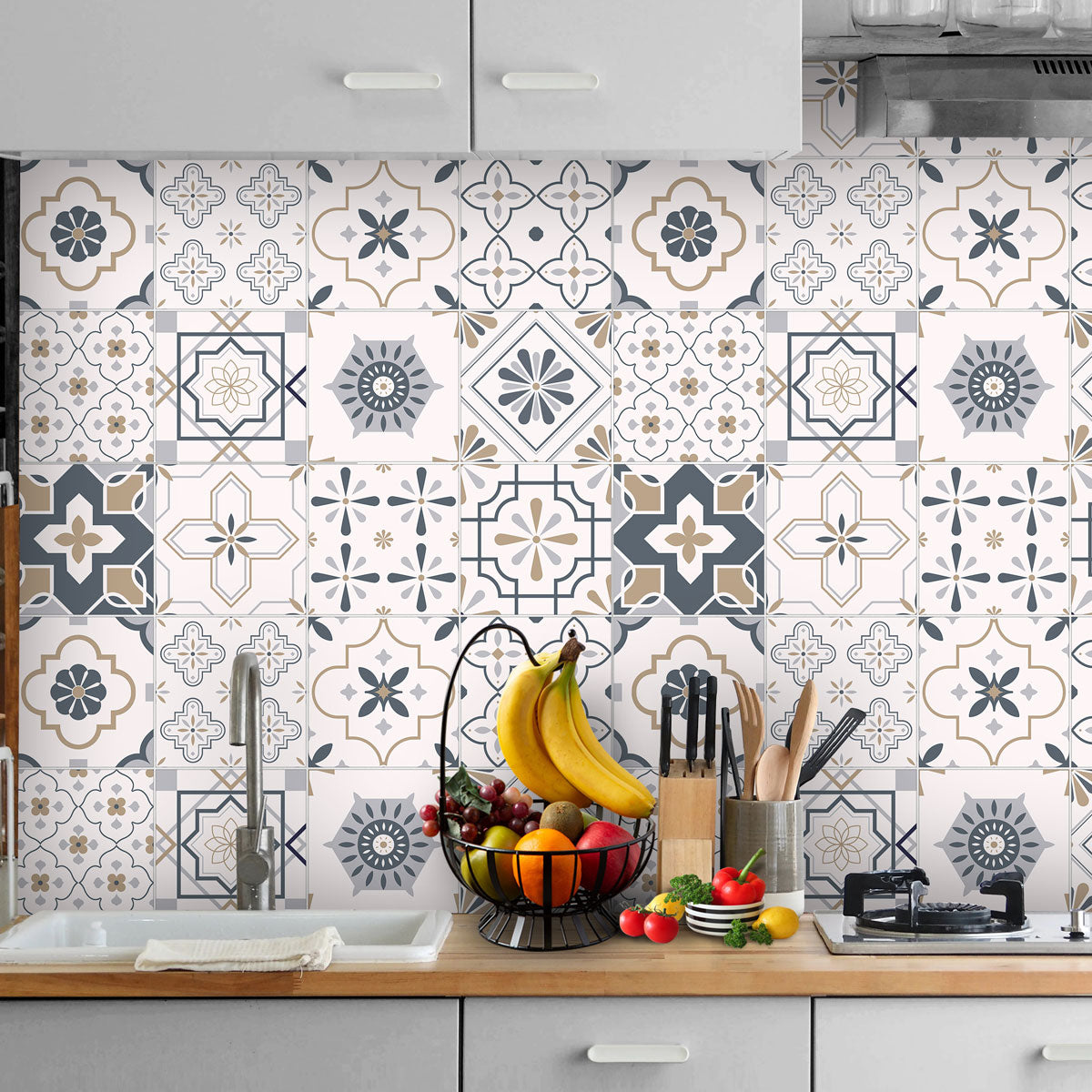 Elegant Arabic Peel and Stick Tile Stickers | Antiskid Floor Tile Vinyl | Bathroom, Wall, Kitchen Backsplash Tile Decals | Free Shipping