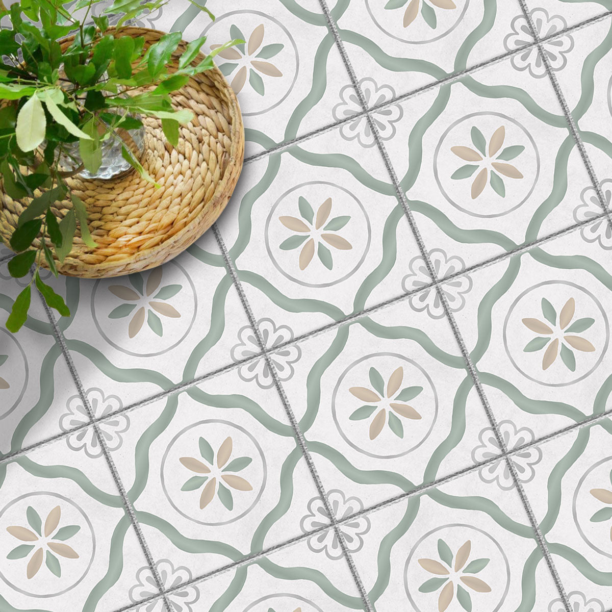 Classic Porcelain Peel and Stick Floor Tile Stickers | Hand Craft Decals | Removable Stickers