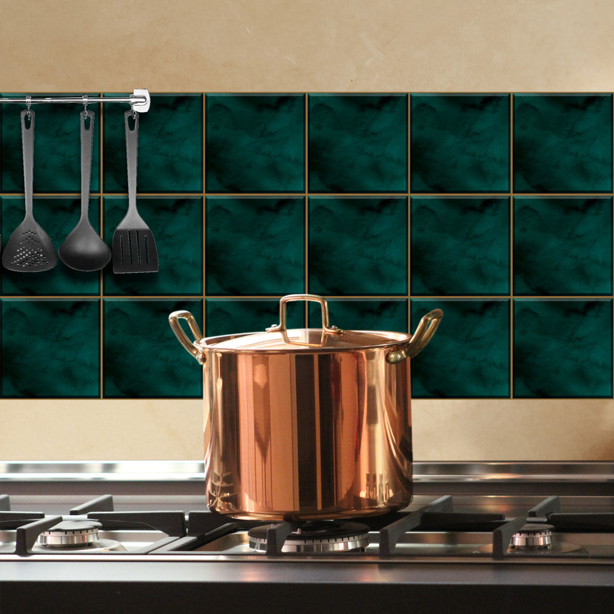 Peel and Stick Moss Green Backsplash Tile Stickers | Bathroom, Kitchen, Floor, Wall Tile Decals | Removable | Free Shipping