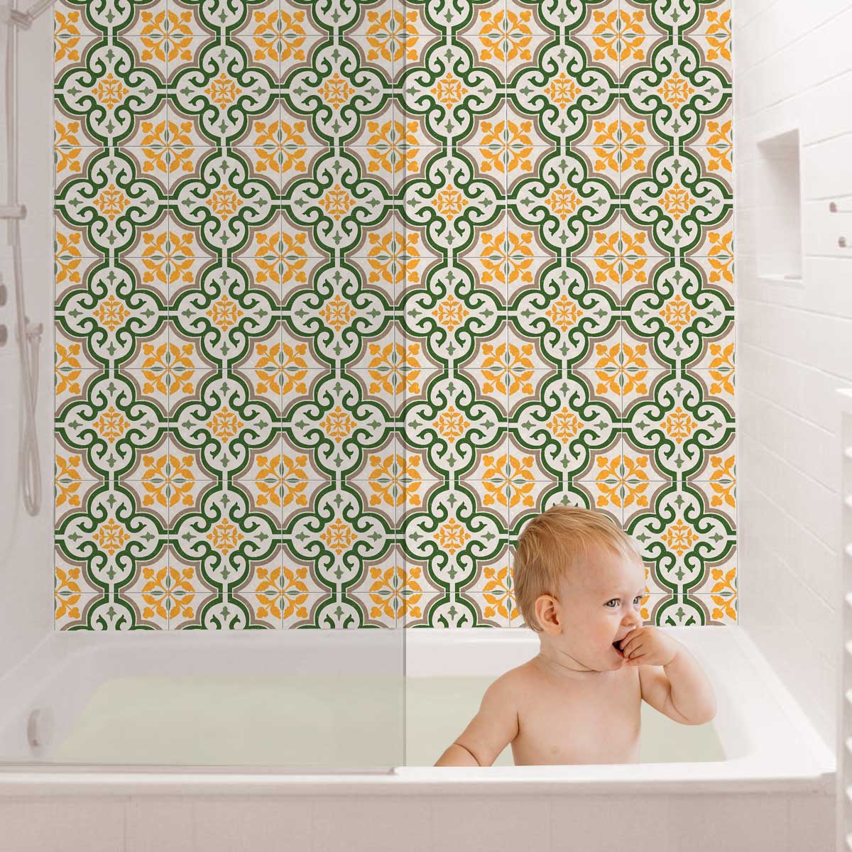 Vintage Limelight Tile Stickers | Peel and Stick Kitchen, Bathroom, Wall Backsplash Tiles Decals | Antiskid Floor Tile Stickers