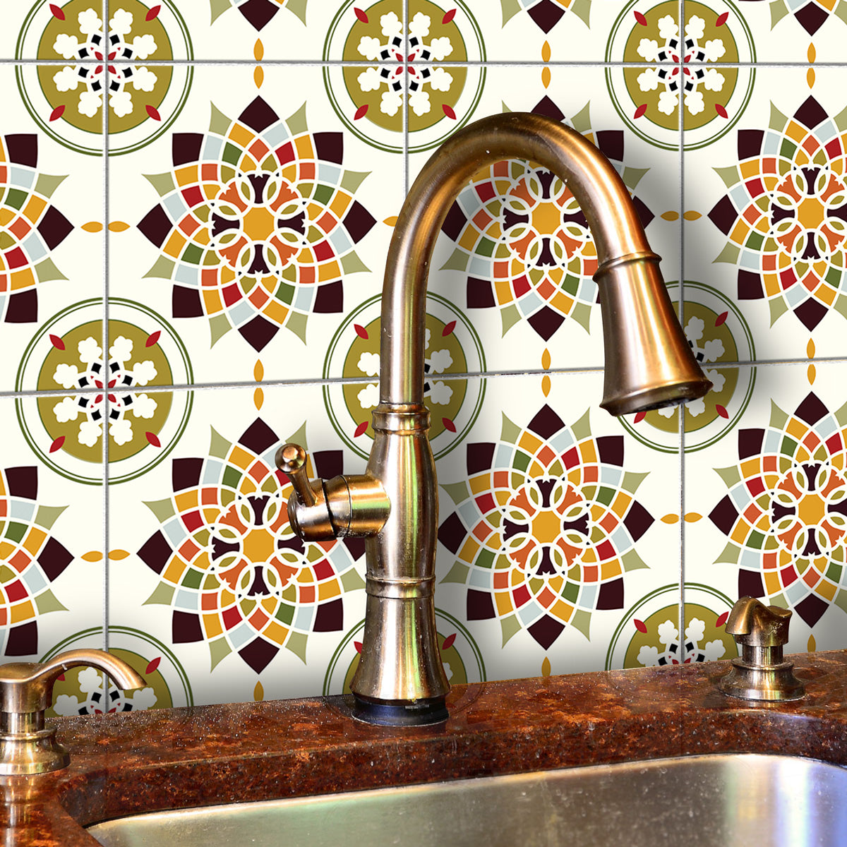 Vintage Festive Tile Stickers | Kitchen, Bathroom, Wall and Floor Tile Decals | Backsplash Tile Decals | Free Shipping