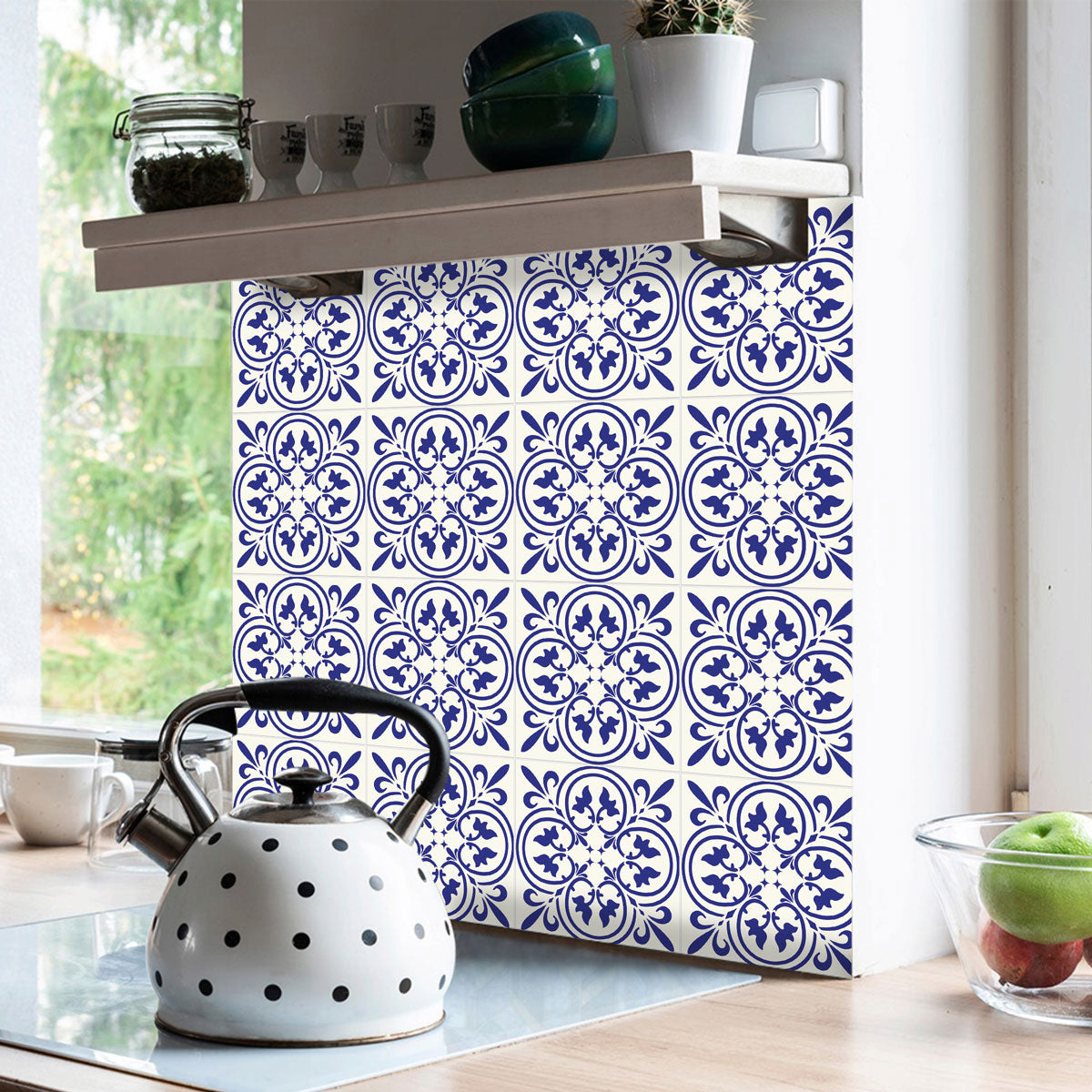 Classic Royal Blue Peel and Stick Tile Stickers | Kithcen, Bathroom, Floor, Wall Stair Tile Decal | Removable | Waterproof