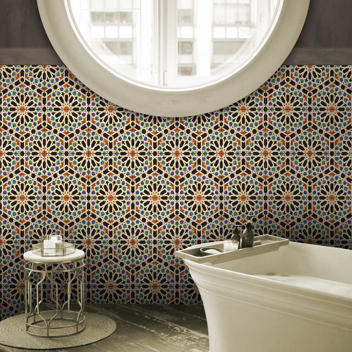 Peel and Stick Qarawiyyin Mosque Tile Stickers | Wall, Kitchen, Bathroom & Backsplash Tile Decals | Antiskid Floor Tile Vinyl