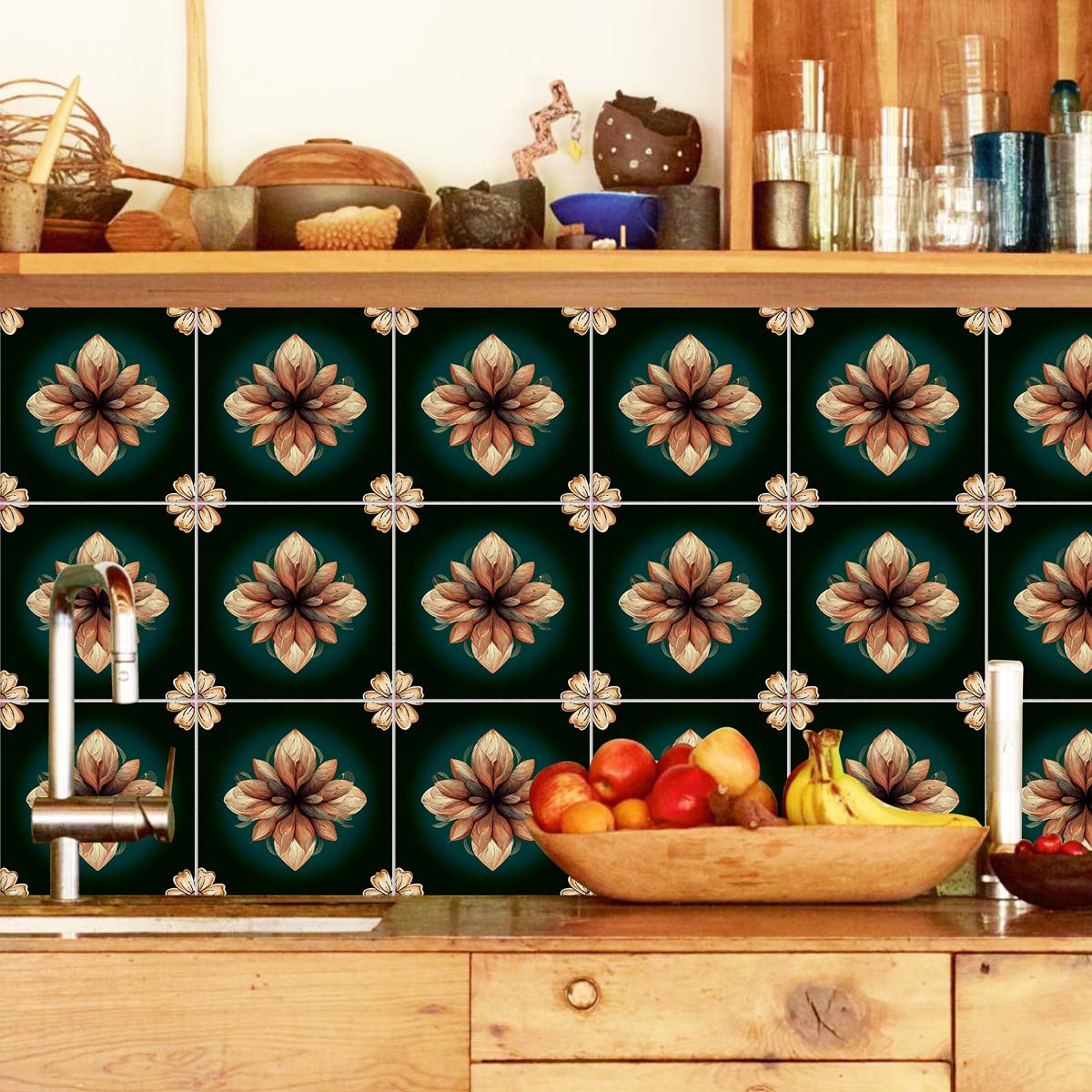 Hand Crafted Kitchen Wall Tile Decals | Floor Tile Stickers | Peel and Stick Kitchen, Bathroom Tile Decals | FREE SHIPPING!