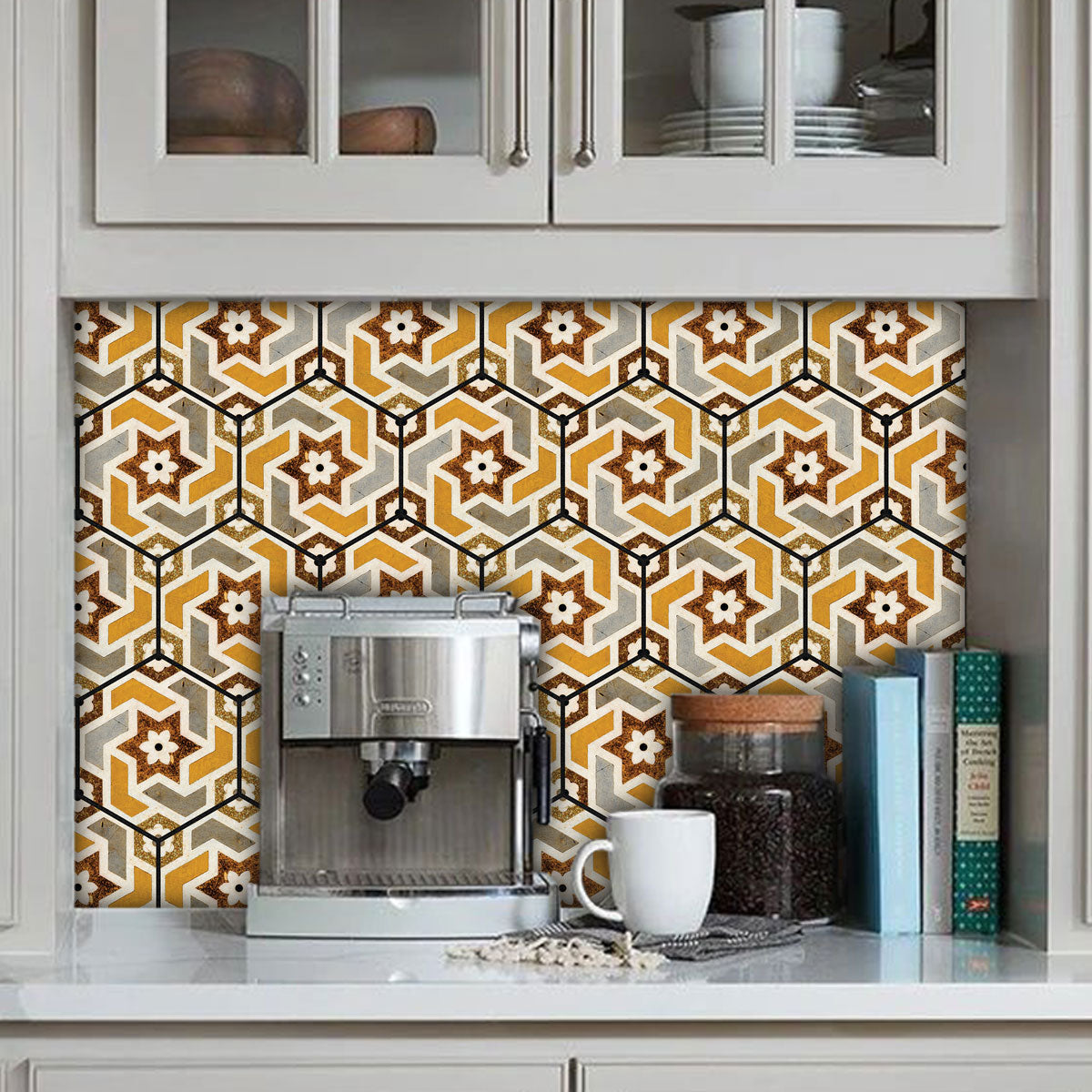 Colorfull Mosaic Star Hexagon Tile Stickers | Peel and Stick Kitchen Bathroom Backsplash Carrelage Vinyl Decals | Removable