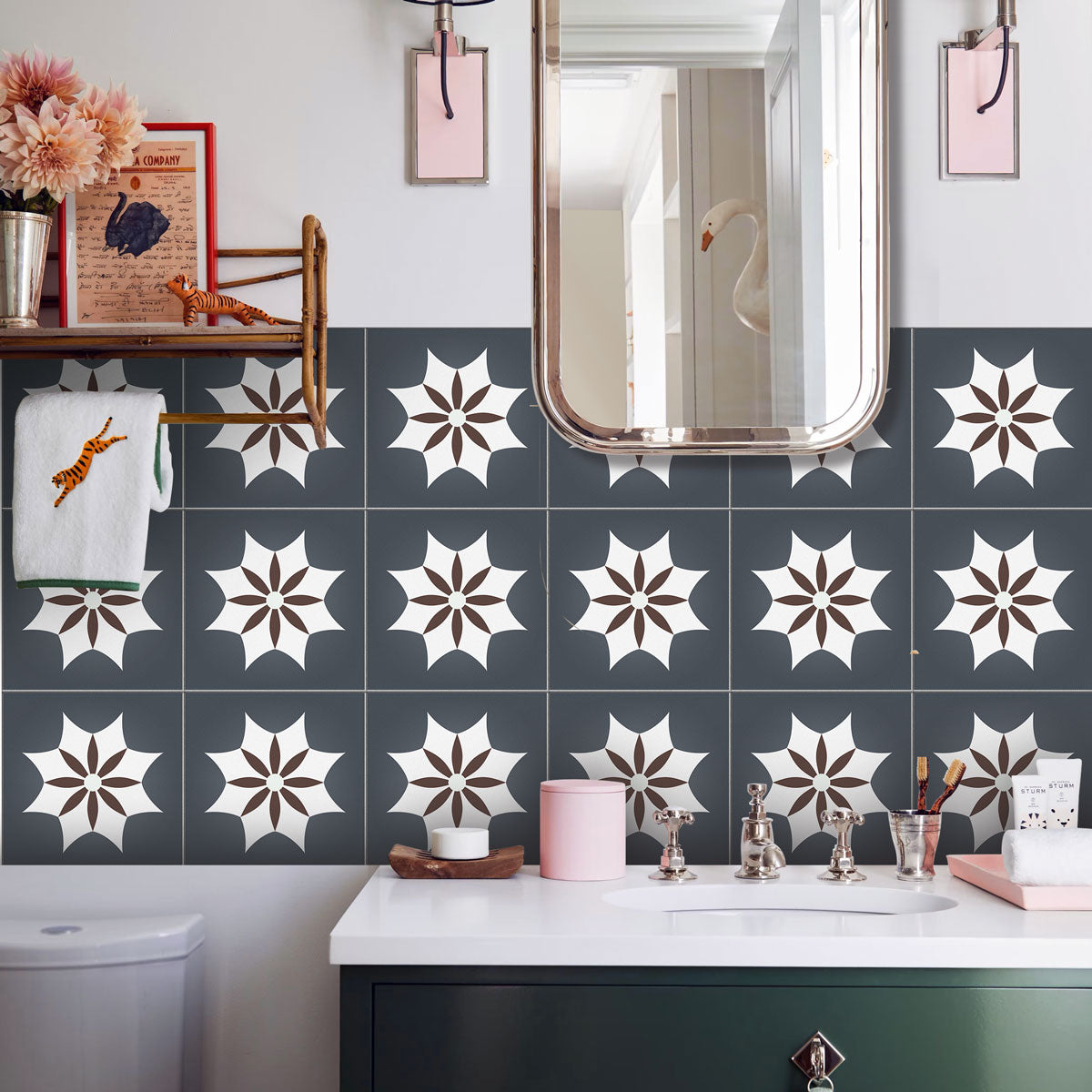 Peel and Stick Iguala Encaustic Tile Stickers | Floor, Kitchen, Wall and Bathroom Tile Decals | DIY Stickers | FREE SHIPPING