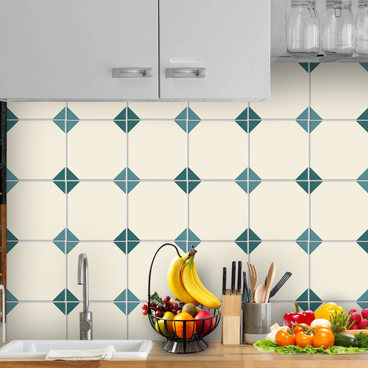 Geometric Backsplash Tile Stickers | Floor Tile Stickers | Peel and Stick Kitchen, Wall Floor Tile Tile Decals | Free Shipping