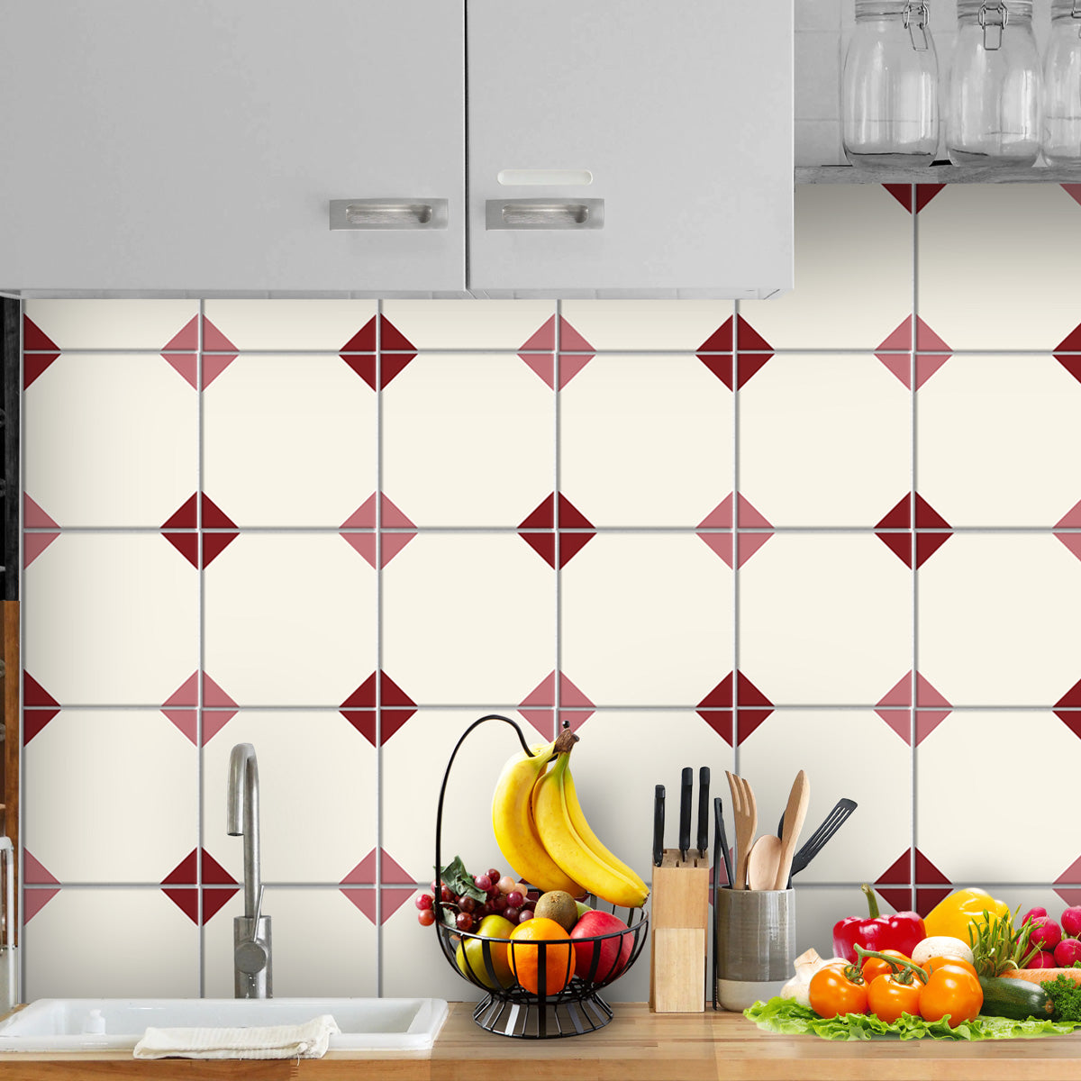 Peel and Stick Olive Arabesque Tile Decals | Removable Tile Vinyl Decals for Kitchen Bathroom & Wall | Antiskid Floor Tile Stickers