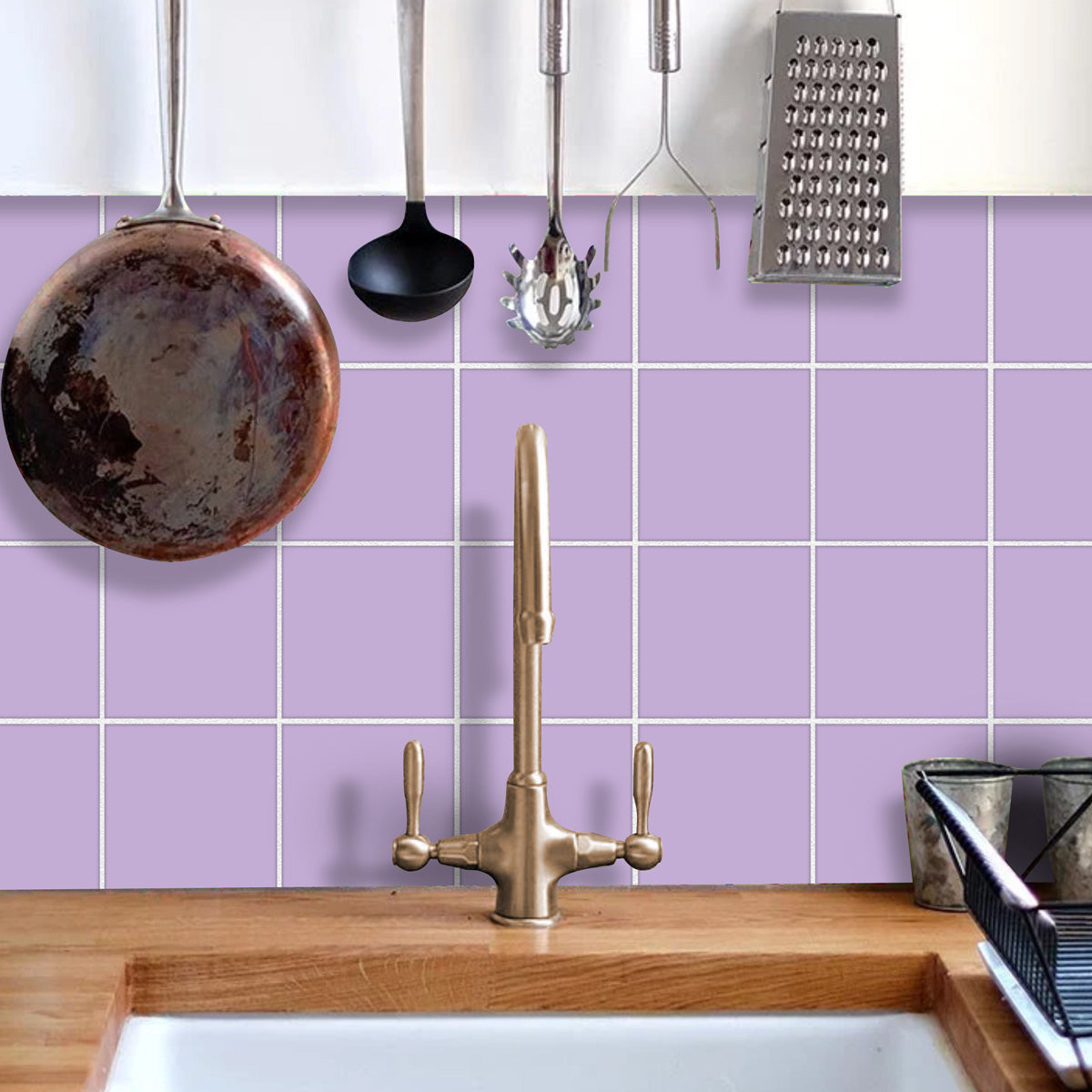 Peel and Stick PURPLE Floor Tile Stickers | Backsplash Kitchen Wall Bathroom Tile Decals | Removable| Free Shipping