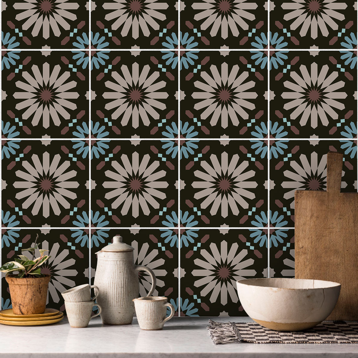 Moroccan Floral Tile Vinyl Decals | Kitchen, Backsplash, Floor & Wall Peel and Stick Tile Stickers | Removable | Free Shipping