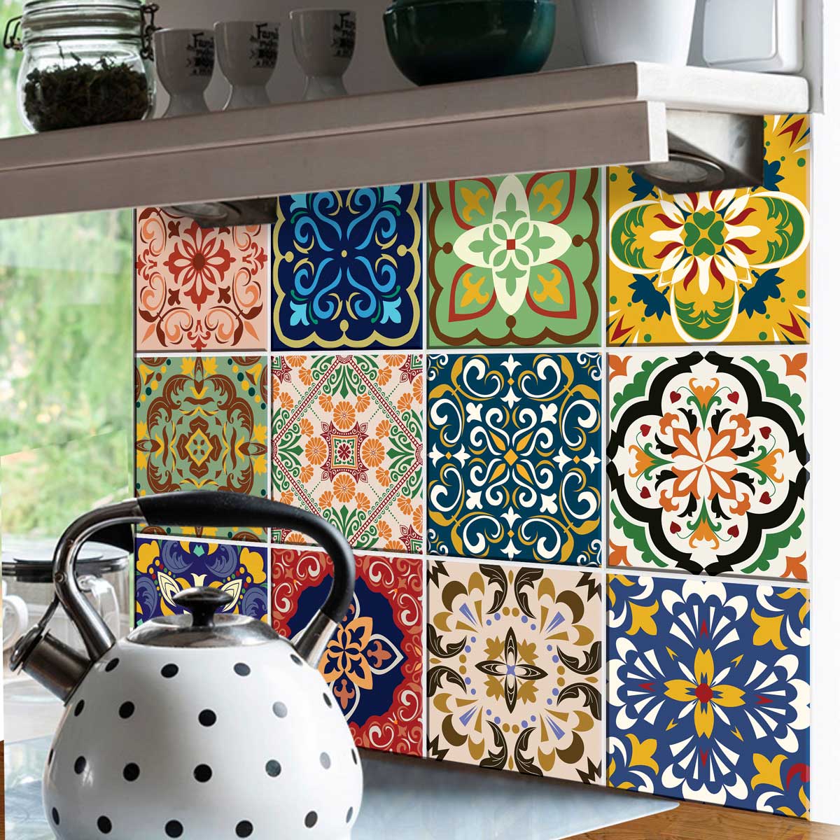 Vintage Floral Mix Pattern Tile Stickers | Peel and Stick Kitchen Bathroom, Wall Tile Vinyl Decals | Removable | Free Shipping