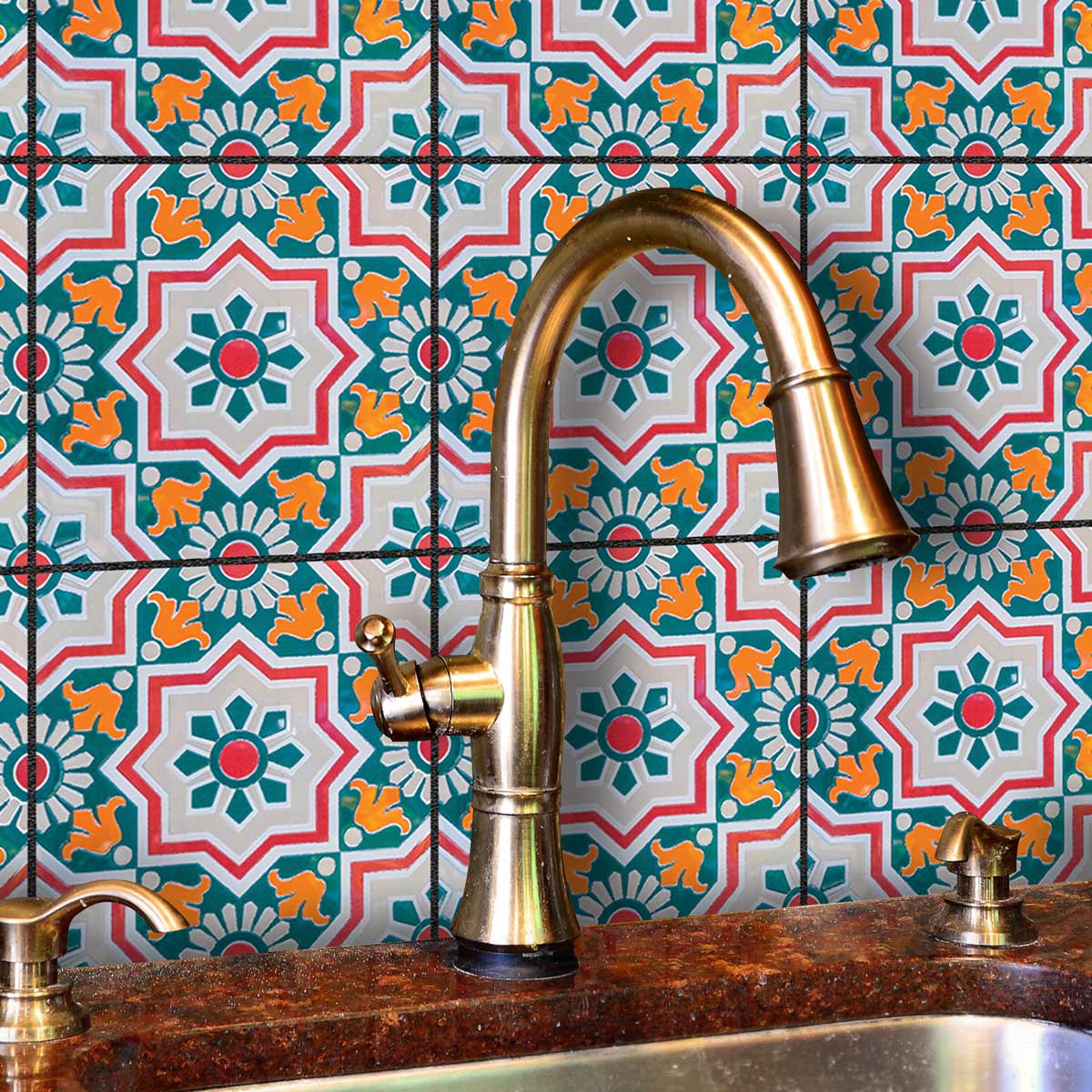 Moroccan Peel and Stick Tile Decals | Kitchen Bathroom Wall Backsplash Tile Stickers | Removable | Antiskid Floor Tile Vinyl