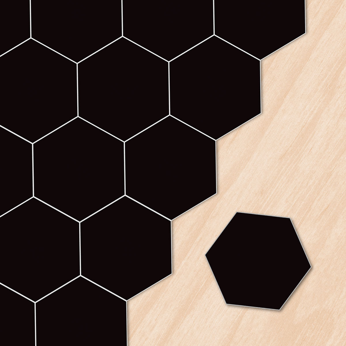 Hexagon Solid Block Peel and Stick Tile Stickers | Antiskid Floor Tile Stickers | Kitchen Bathroom Wall Backsplash Vinyl Decals
