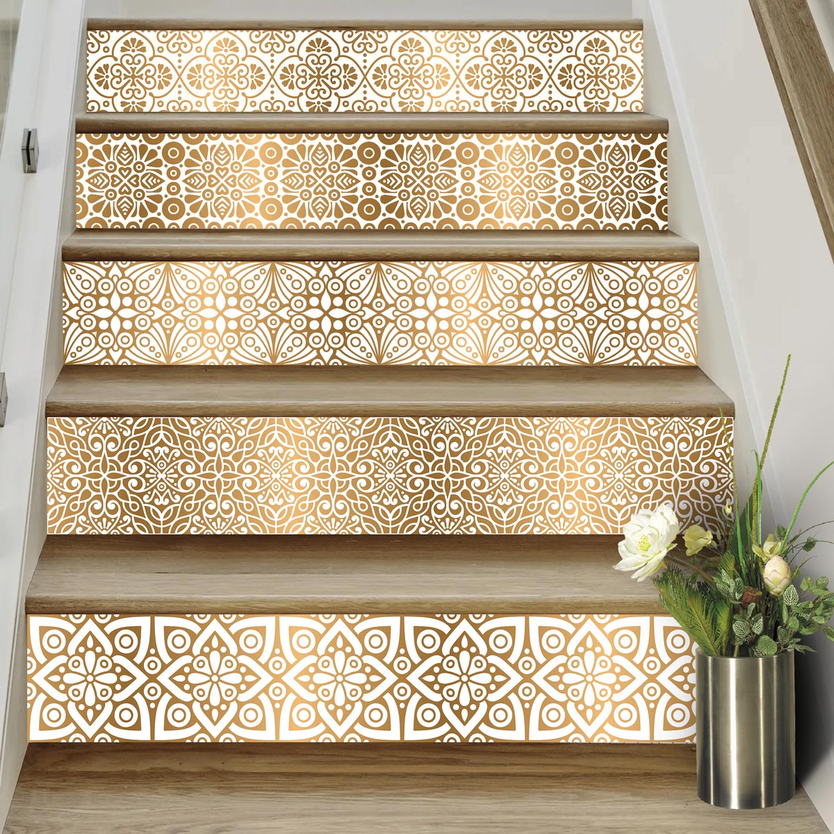 Morocco Stair Riser Decal | Peel and Stick Stair Decals | Waterproof Easy to Trim | DIY Home Decor-Extra-long 49" length