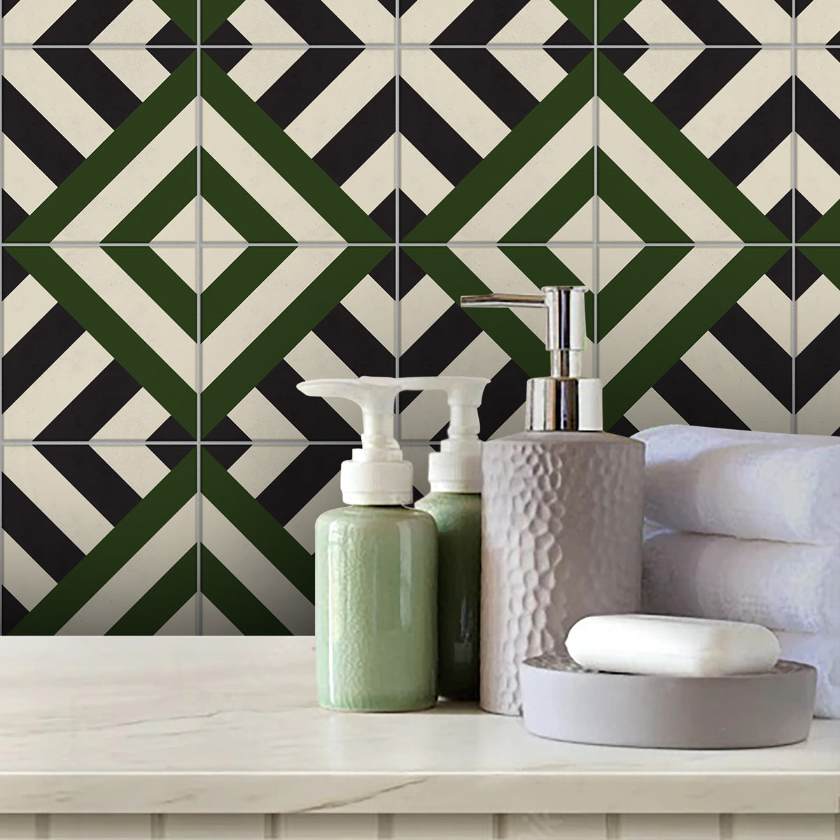 Diagonal Floor Tile Stickers | Self Adhesive | Peel and Stick Kitchen, Wall, and Bathroom Tile Stickers | Antiskid | Free Shipping