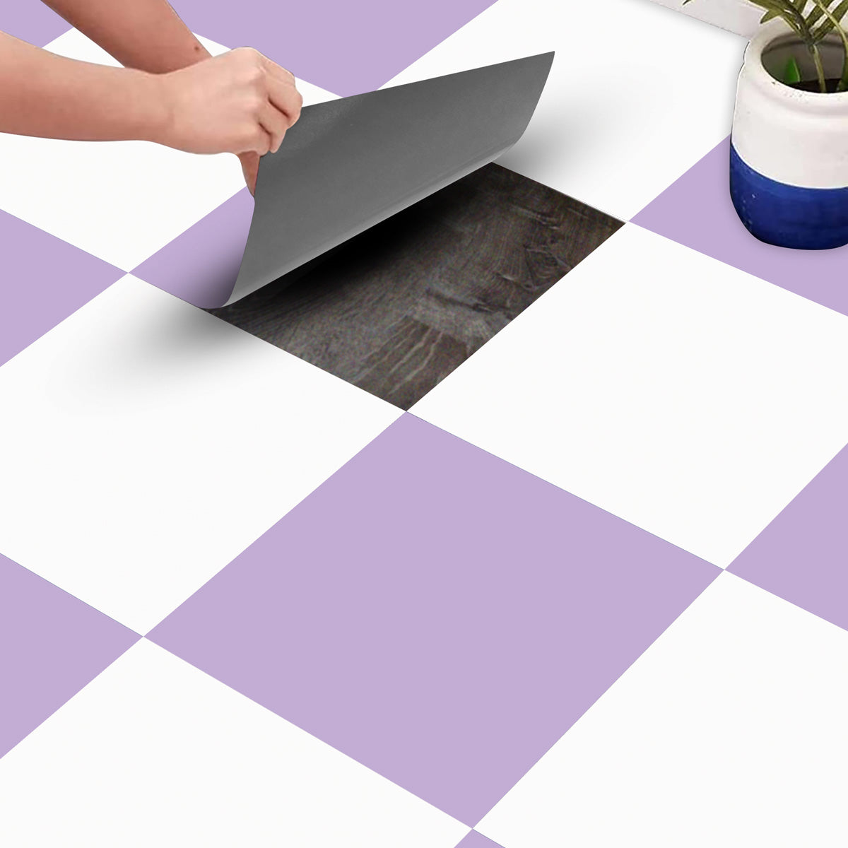 Purple, Beige Floor Kitchen Backsplash Tile Stickers | Peel and Stick Tile Vinyl Decals for Kitchen, Bathroom and Wall | Removable