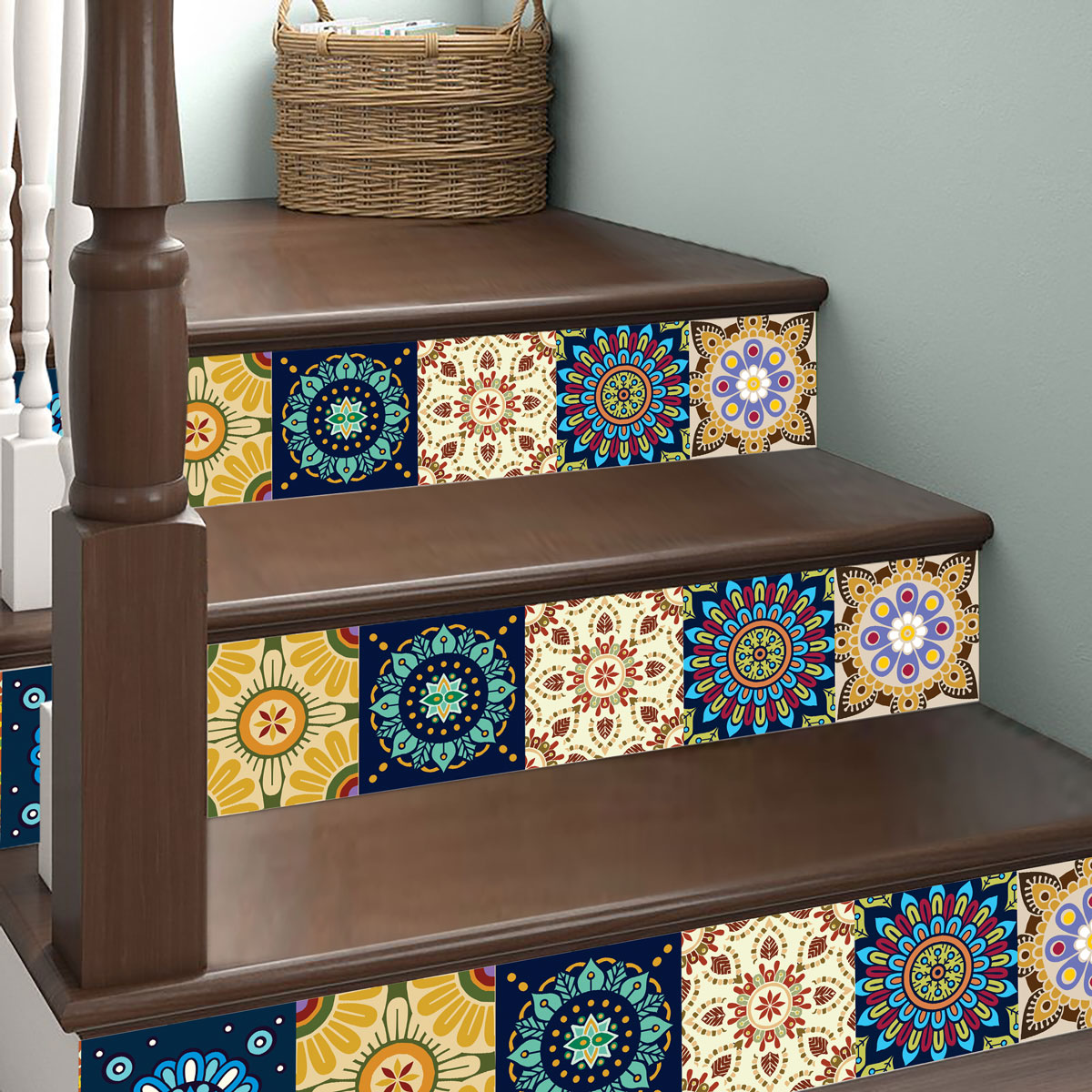 Peacock Hand Painted Peel and Stick Stair Decal | Waterproof and Easy to Trim | Extra long 49" length DIY Home Décor (Copy) (Copy)